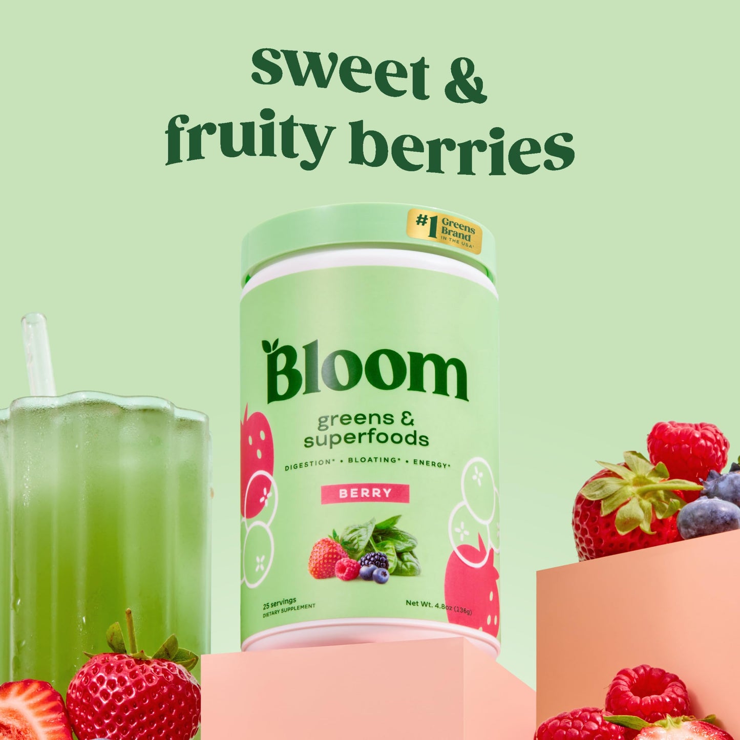 Bloom Nutrition Superfood Greens Powder 25 Servings