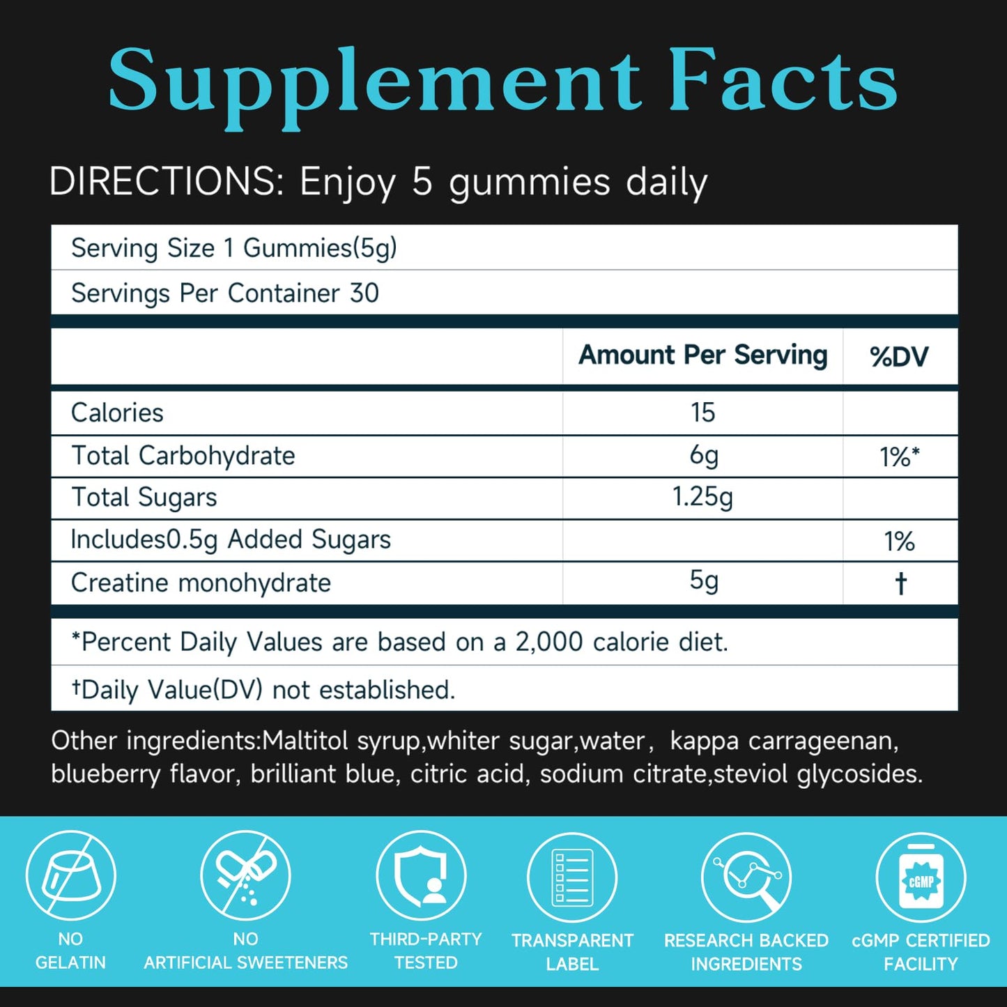 Bruce & Shark Creatine Gummy 5g, 150 Count