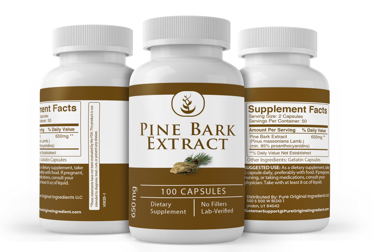 Pure Original Ingredients Pine Bark Extract Capsule, 100 Count