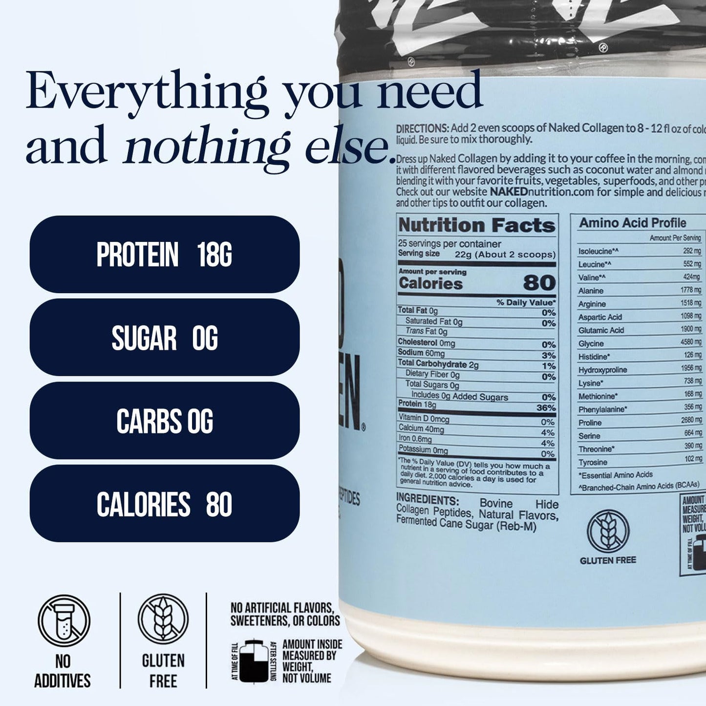 NAKED Caramel Collagen Peptides Protein Powder, 20 oz