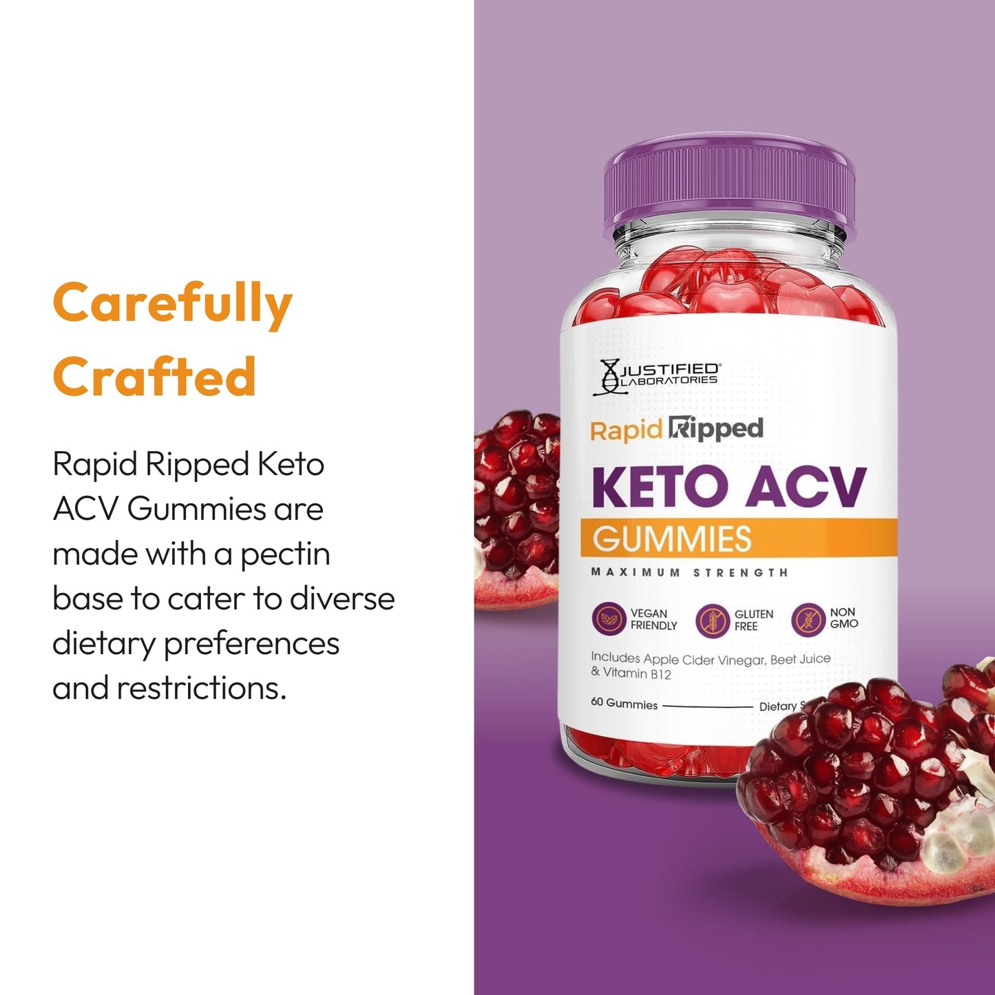 Justified Laboratories Rapid Ripped Keto ACV Gummies (1000 mg) 120 Gummies