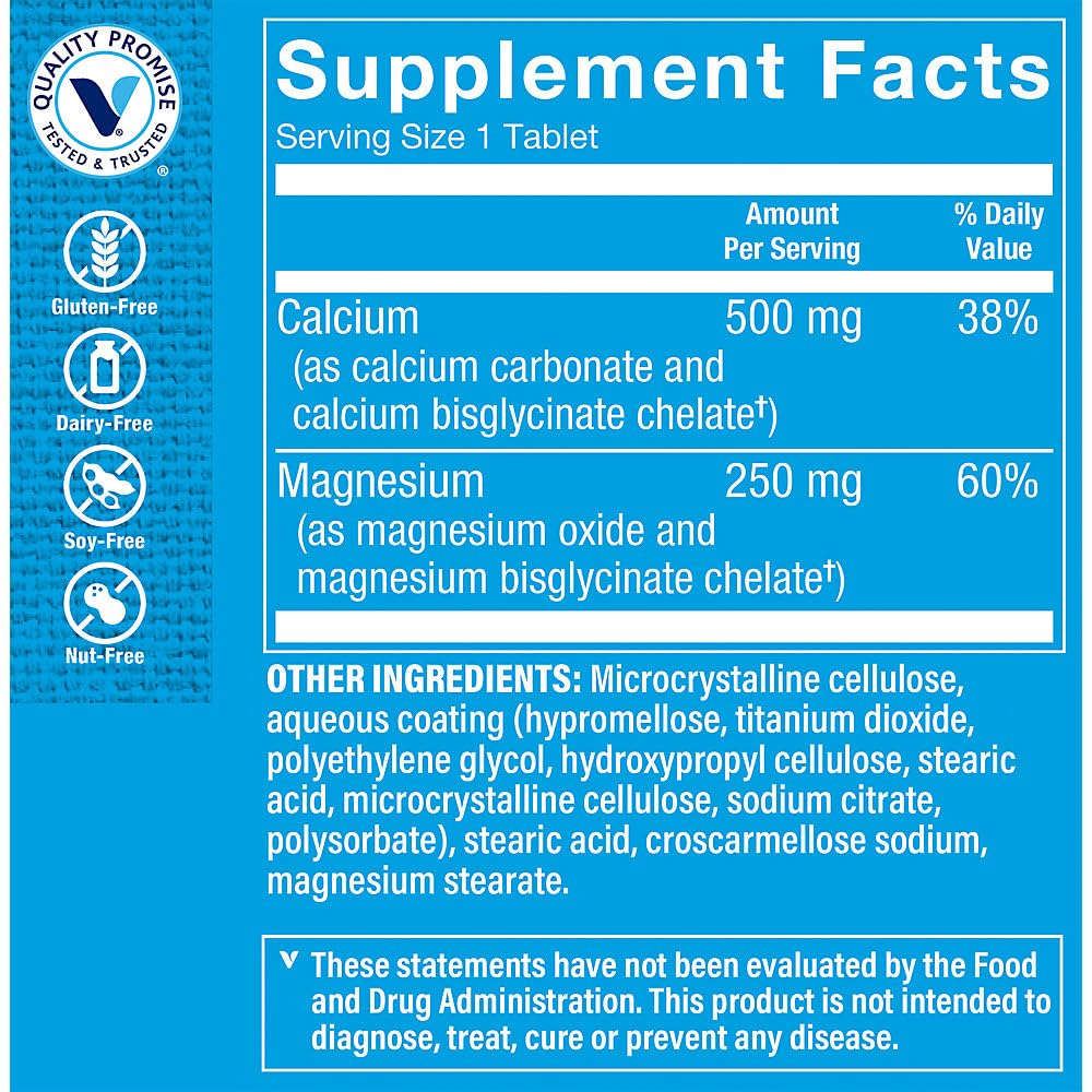 The Vitamin Shoppe Calcium Magnesium 2:1 - Bone Support Chelated Cal-Mag with Vitamin D 300 Tablets