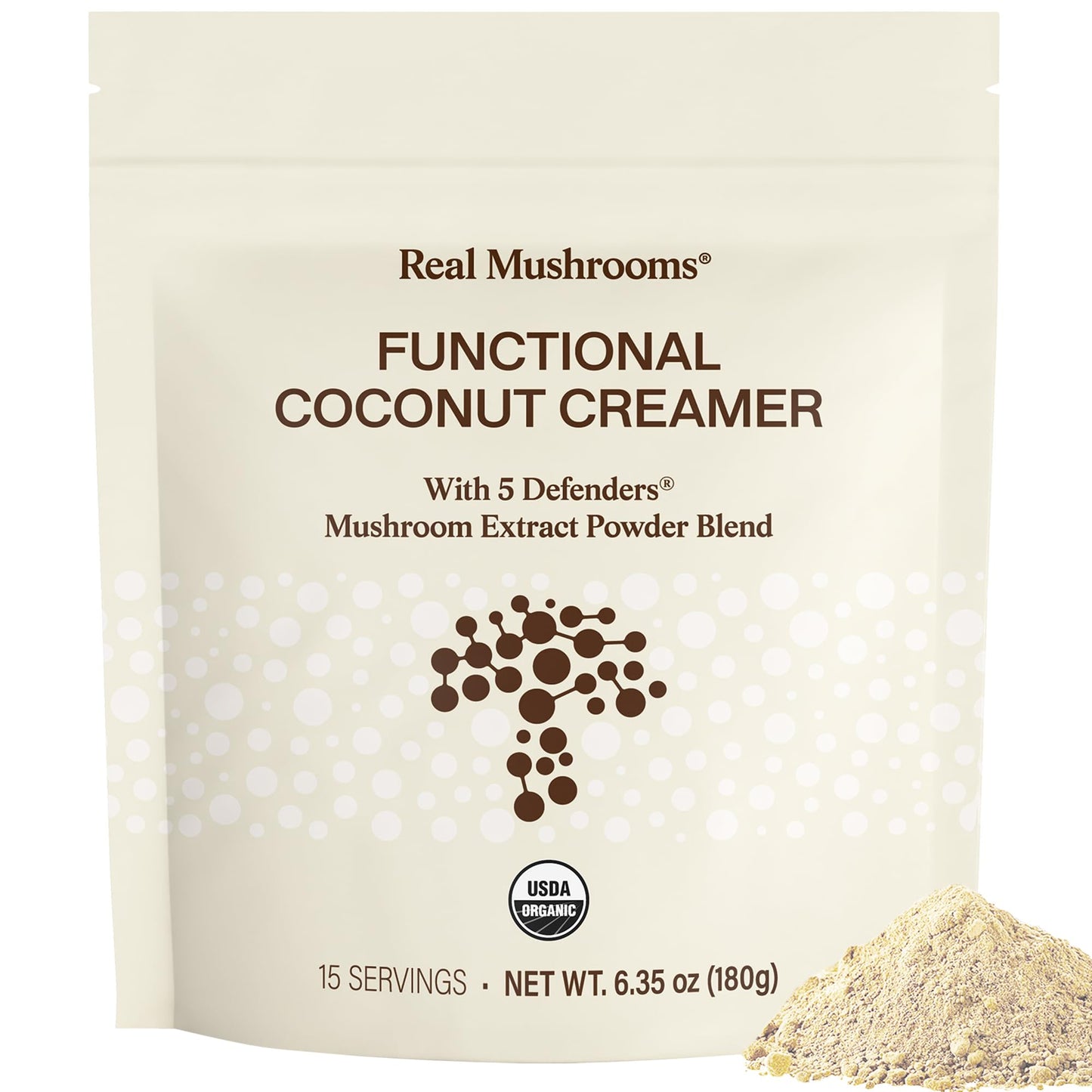 Real Mushrooms Organic Coconut Creamer with Reishi Powder, 6.35 Ounce