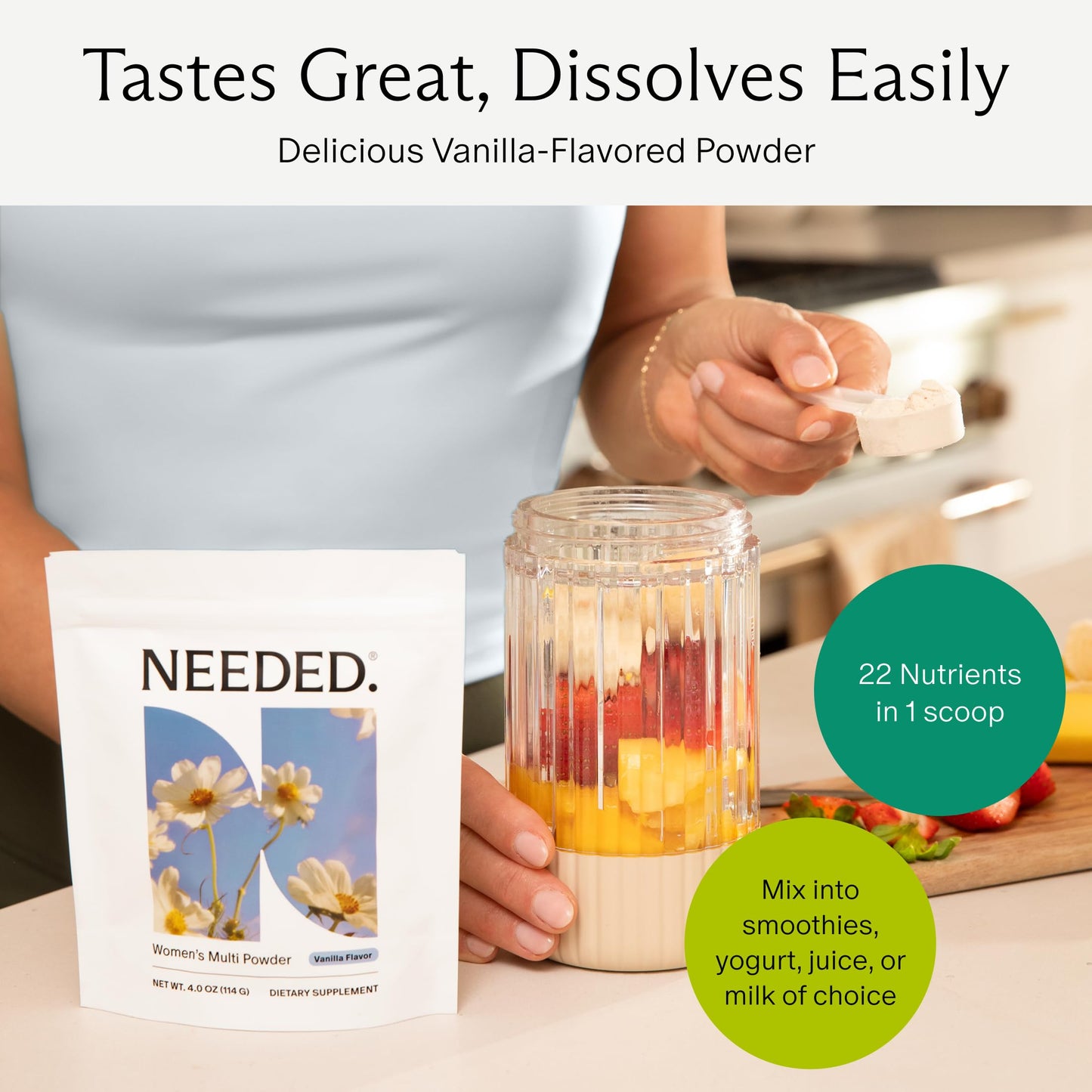 Needed. Multivitamin Powder for Women with 22 Vitamins, Minerals and Antioxidants, 4 oz