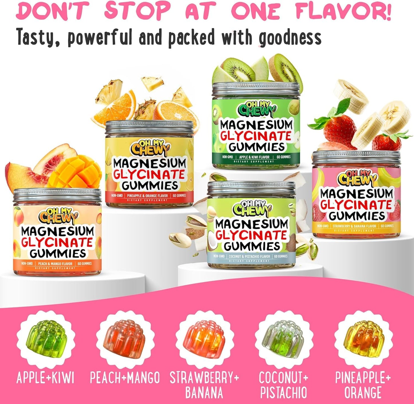 OH MY CHEWY Magnesium Glycinate Gummies 120 Count