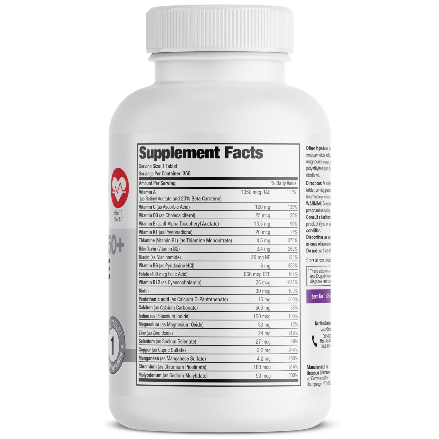Bronson ONE Daily Women’s 50+ Complete Multivitamin Multimineral Tablet, 360 Tablets