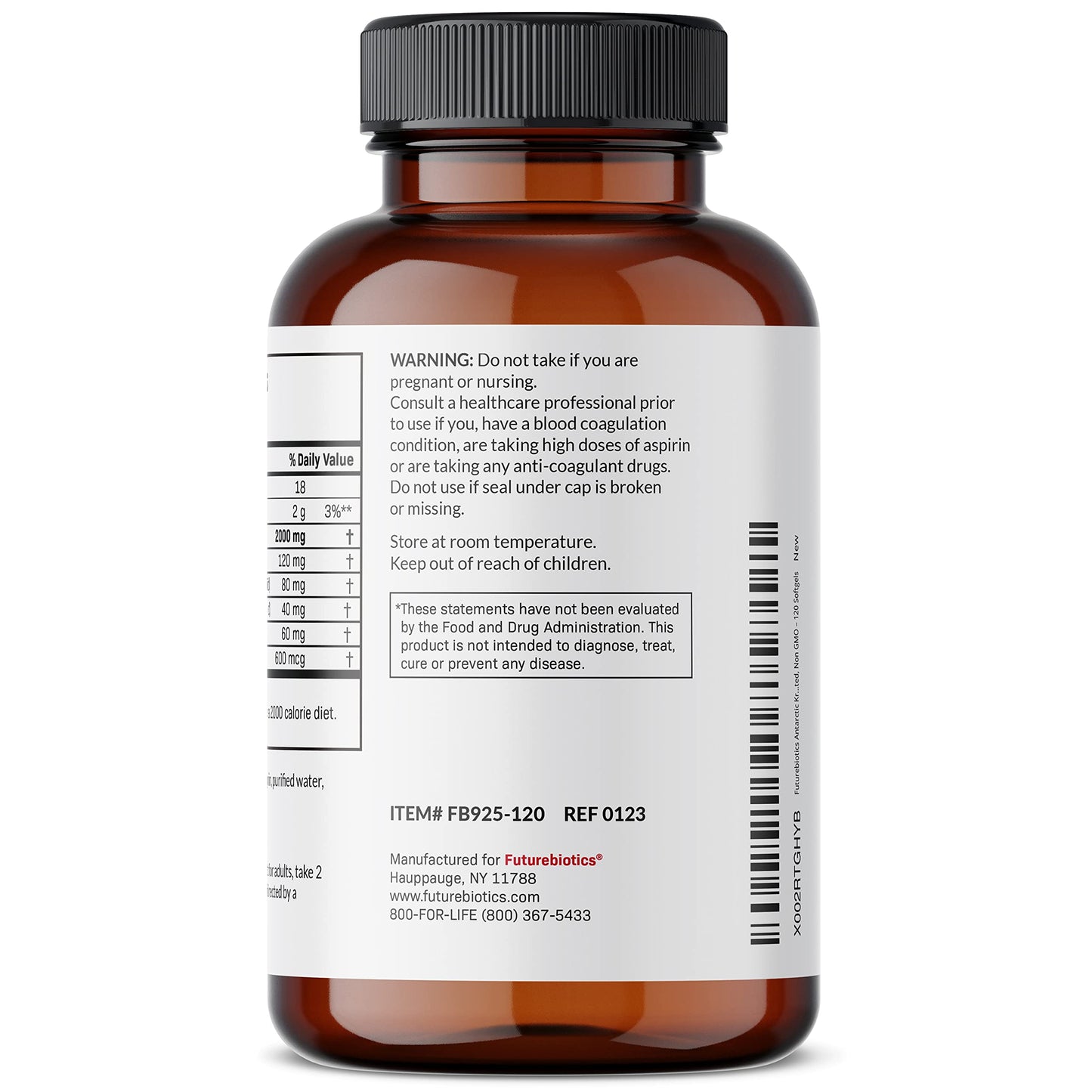 Futurebiotics Antarctic Krill Oil 2000mg with Astaxanthin, Omega-3s EPA, DHA and Phospholipids Softgels 120