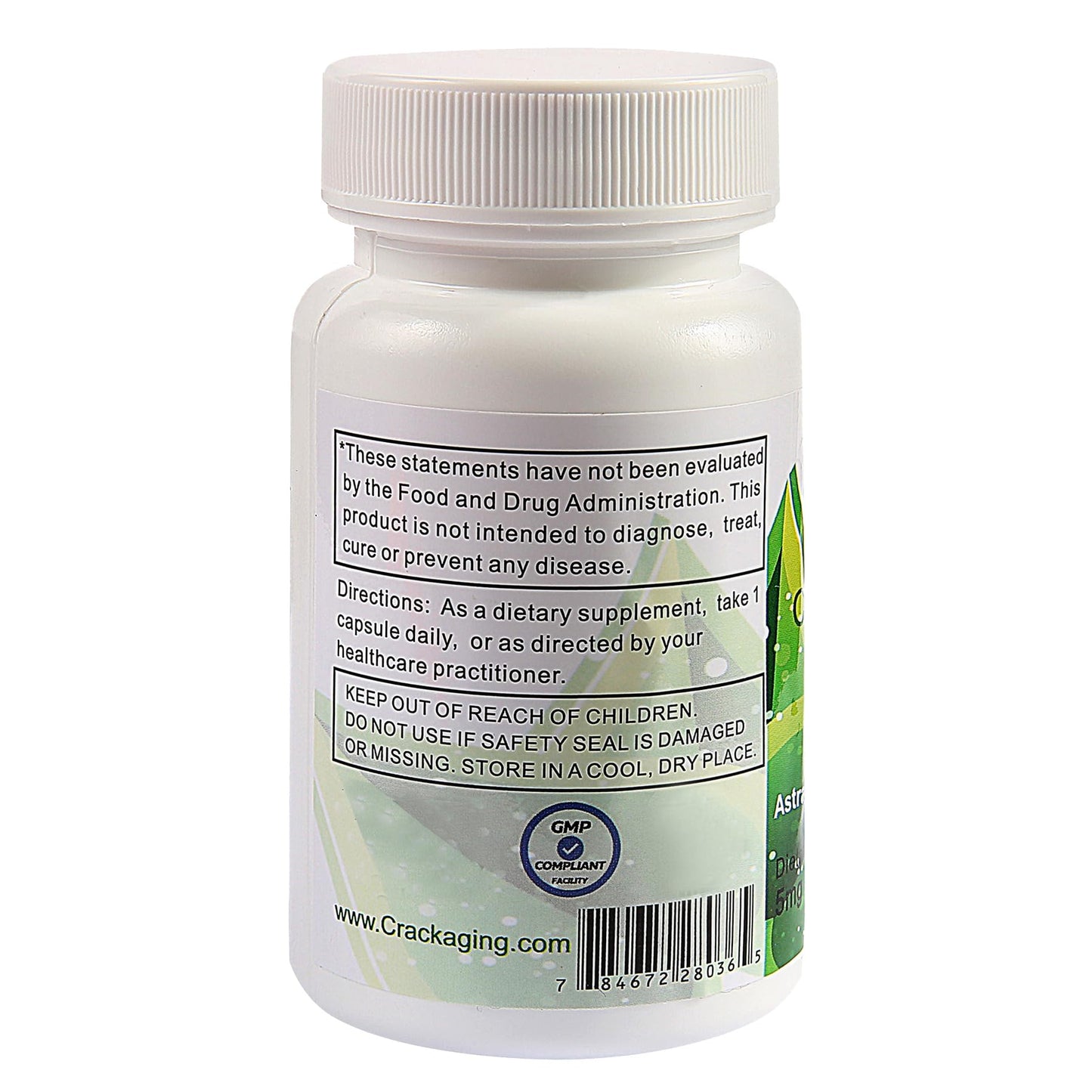 Crackaging Super-Absorption Cycloastragenol 98% Capsules, 30 Count