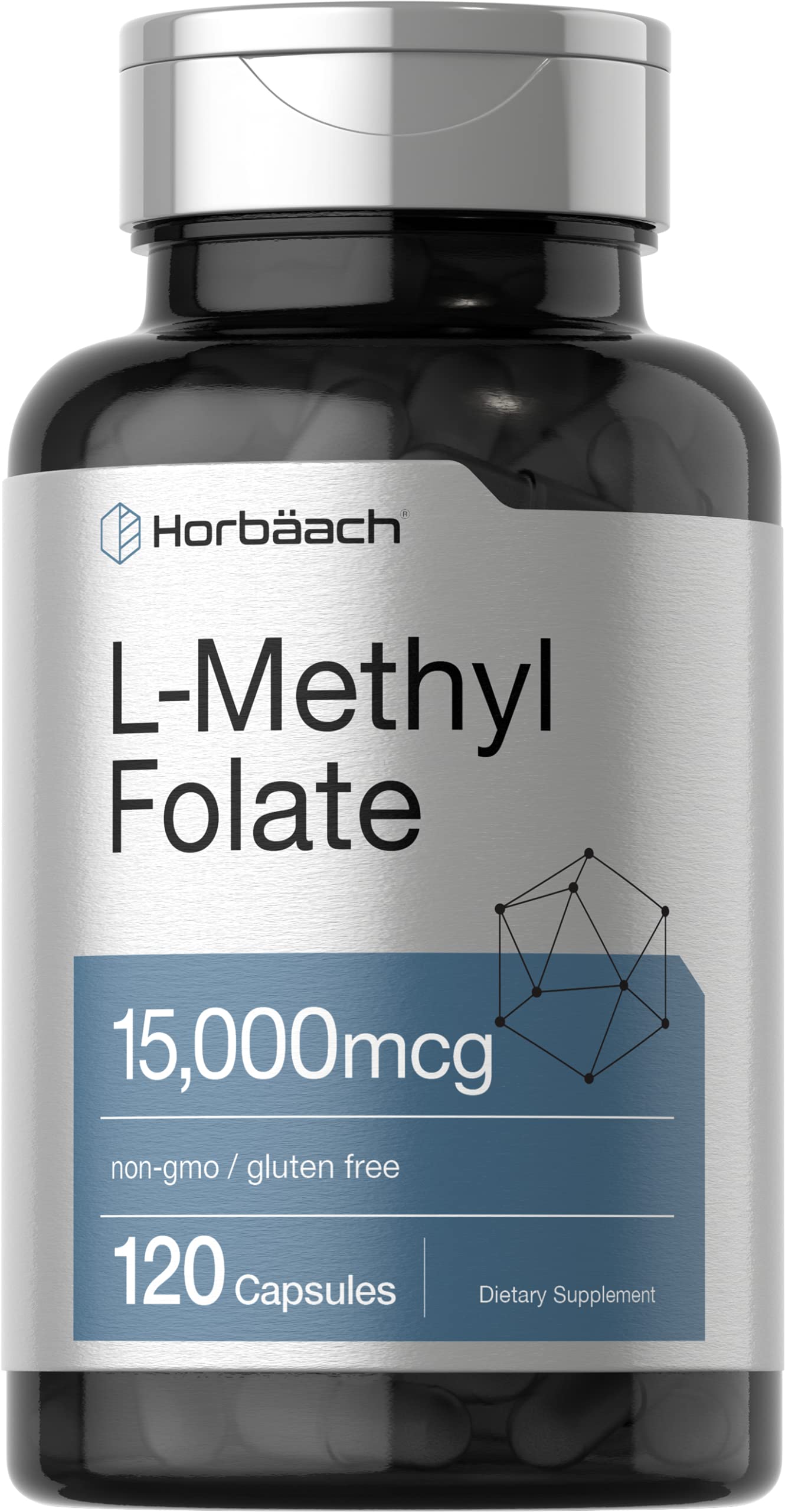 Horbäach L-Methylfolate 15000 mcg 5-MTHF Capsule 120 Capsules