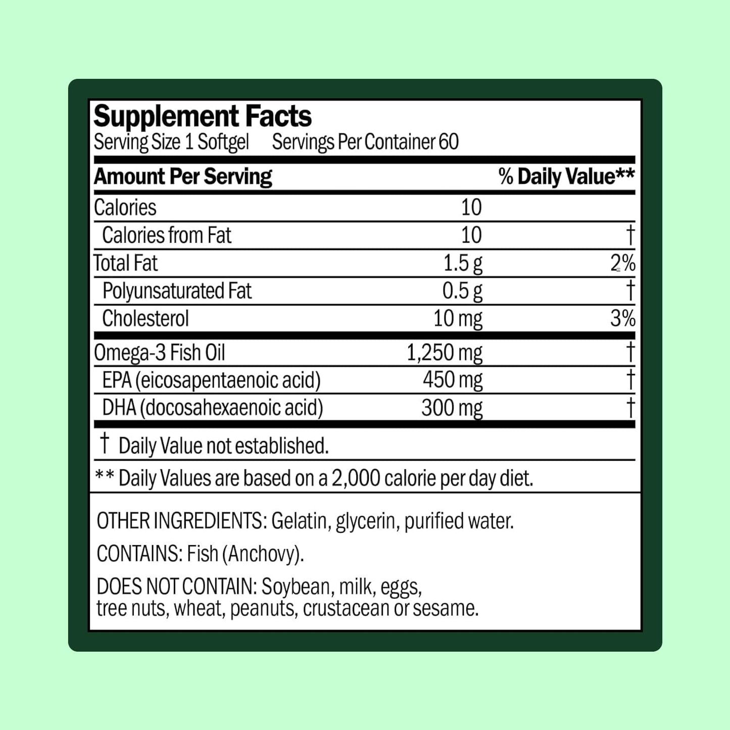 WellWithAll Omega-3 Fish Oil Supplement 60 Capsules