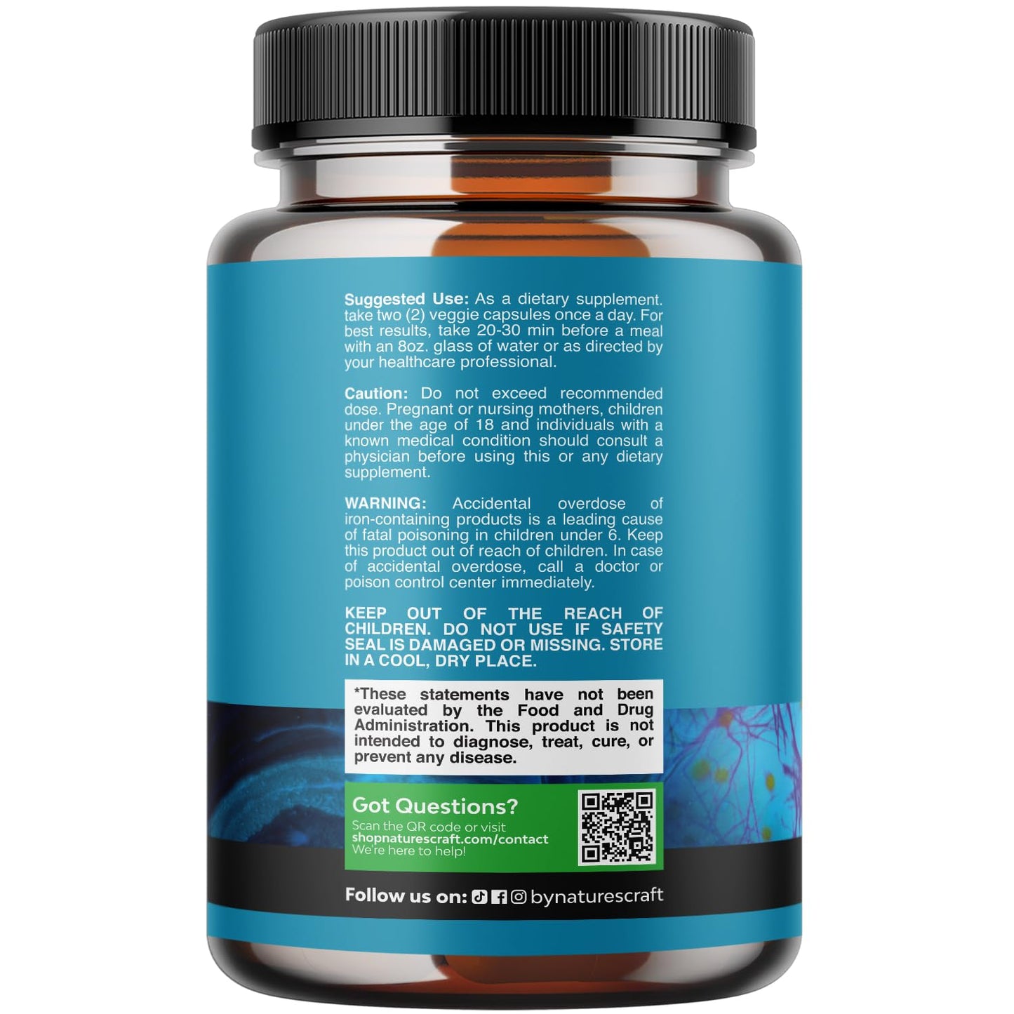 Natures Craft Nootropic Brain Supplement for Memory and Focus Support Capsules 90 Count