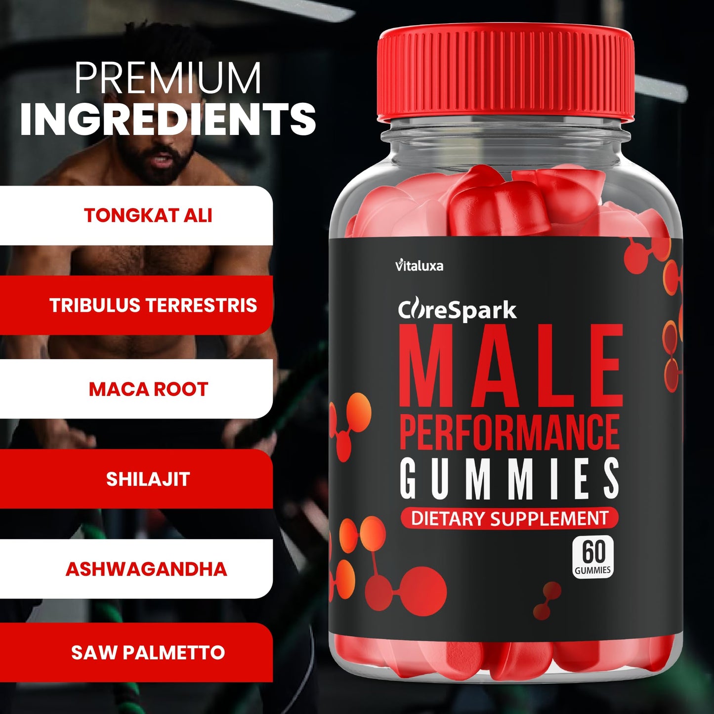 Vitaluxa Core Spark Gummies Maximum Strength Daily Advanced Performance Blend Vitamin Support for Men - 120 Gummies