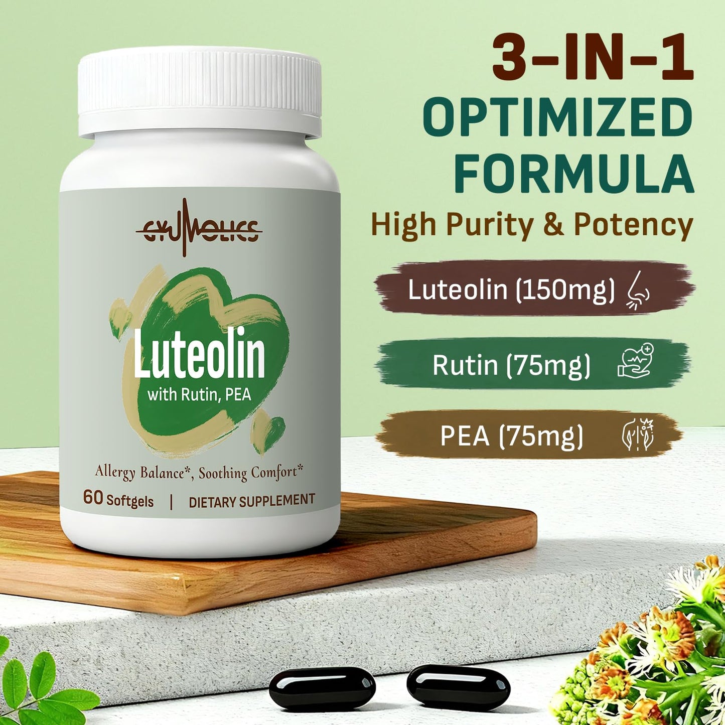 Gyumolics Luteolin Supplement 300mg Softgels 60 Count