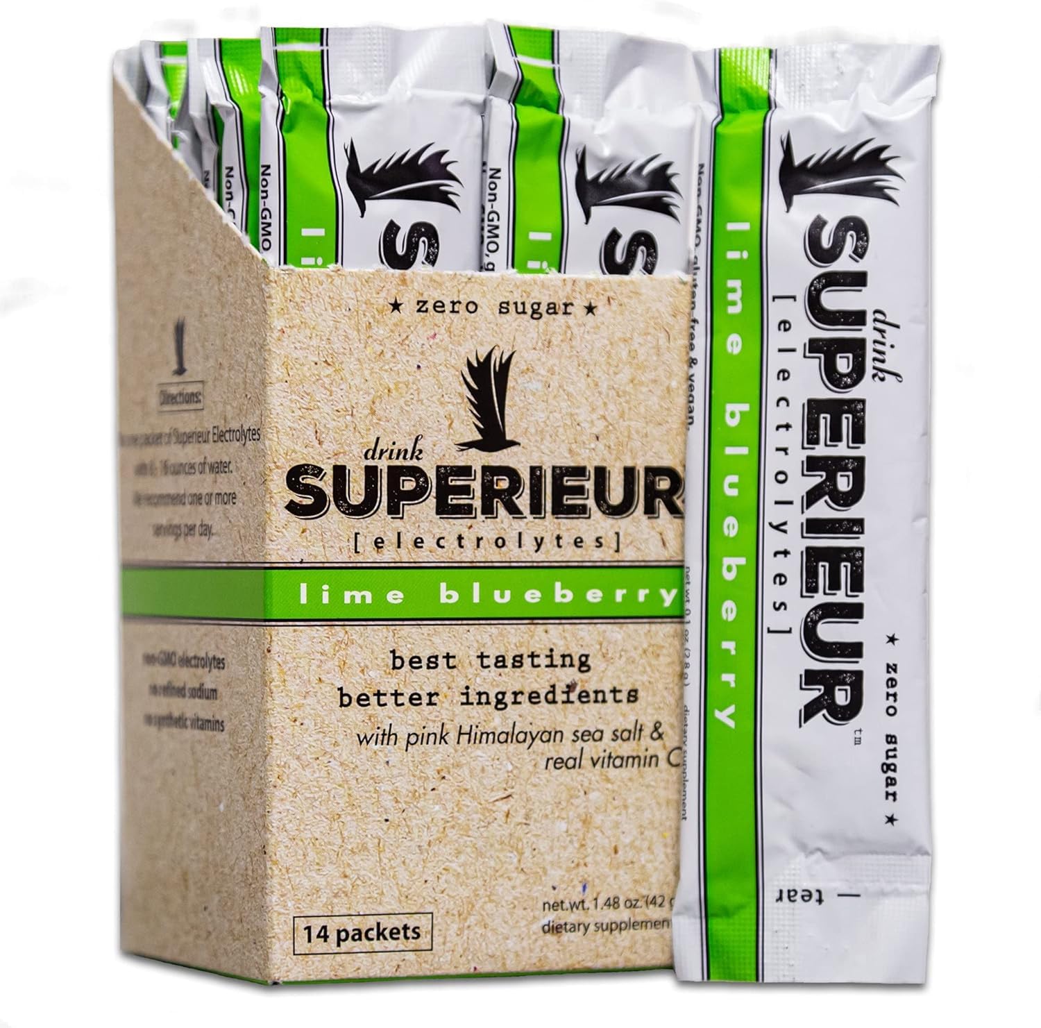 Superieur Sea Mineral Electrolyte Powder, Lime Blueberry, 14 Servings