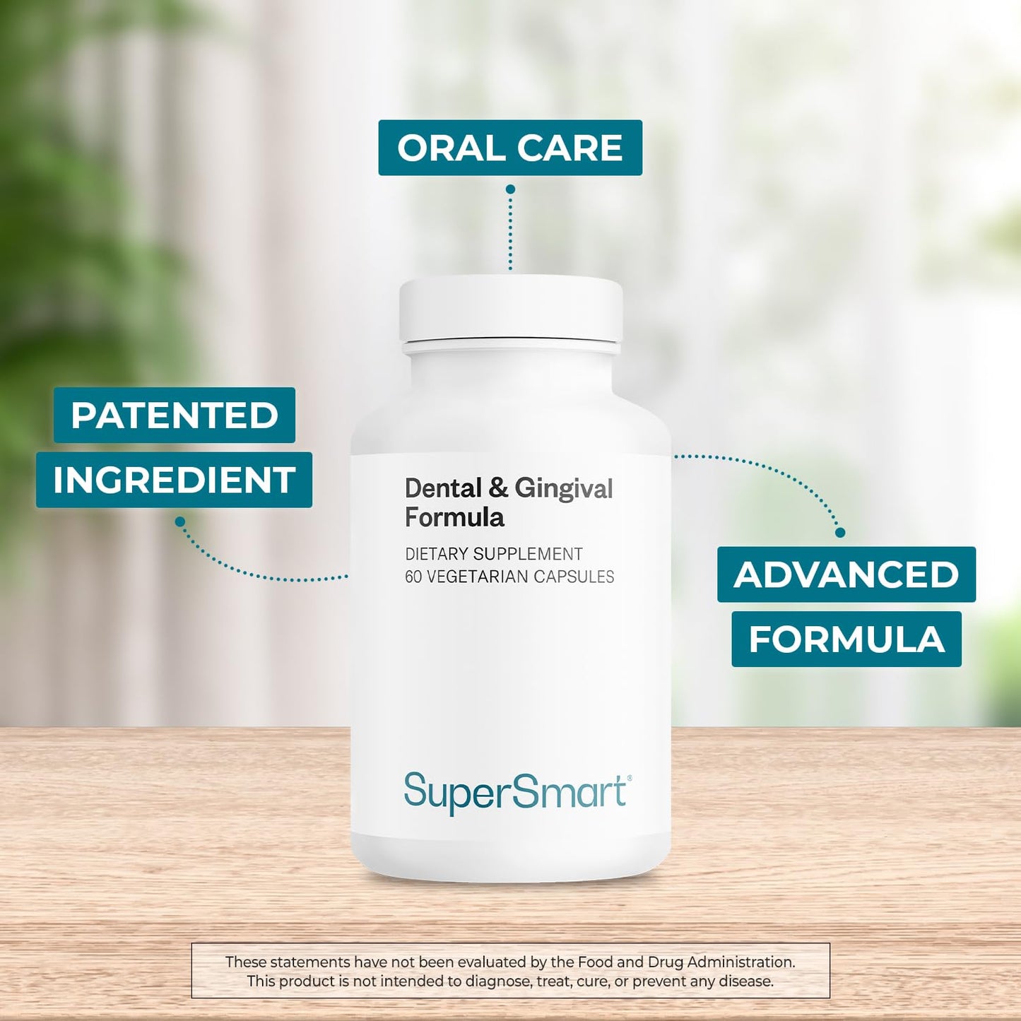 Supersmart Dental & Gingival Formula (Patented) Oral Care Supplement with TEES-10, 60 Vegetarian Capsules