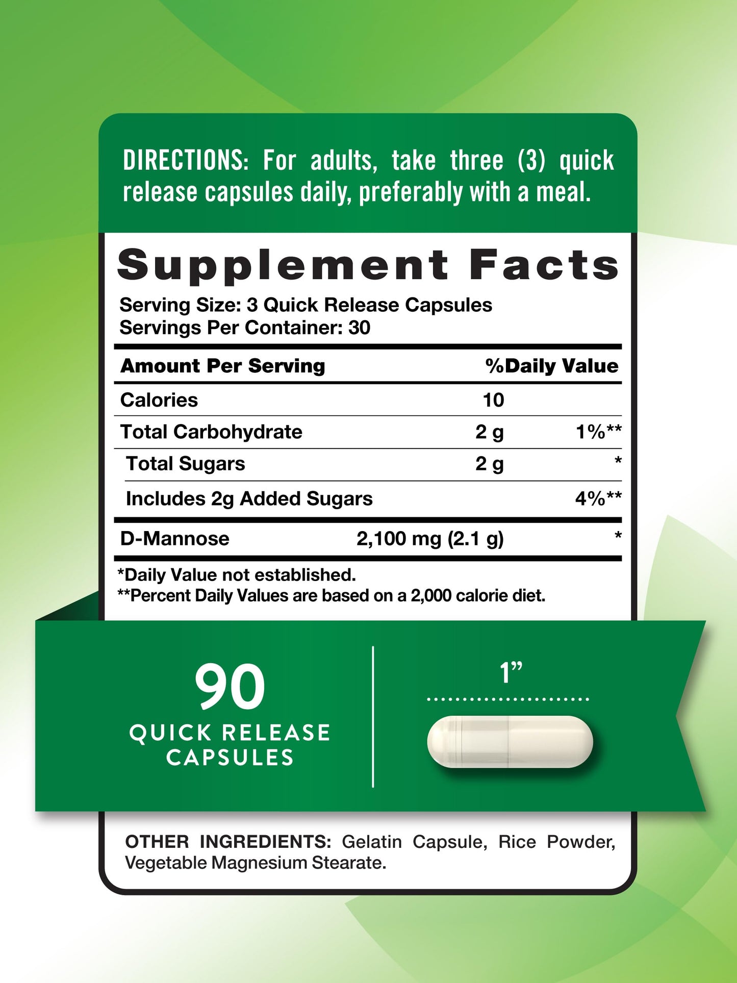 Nature's Truth D-Mannose Capsules 90 Count