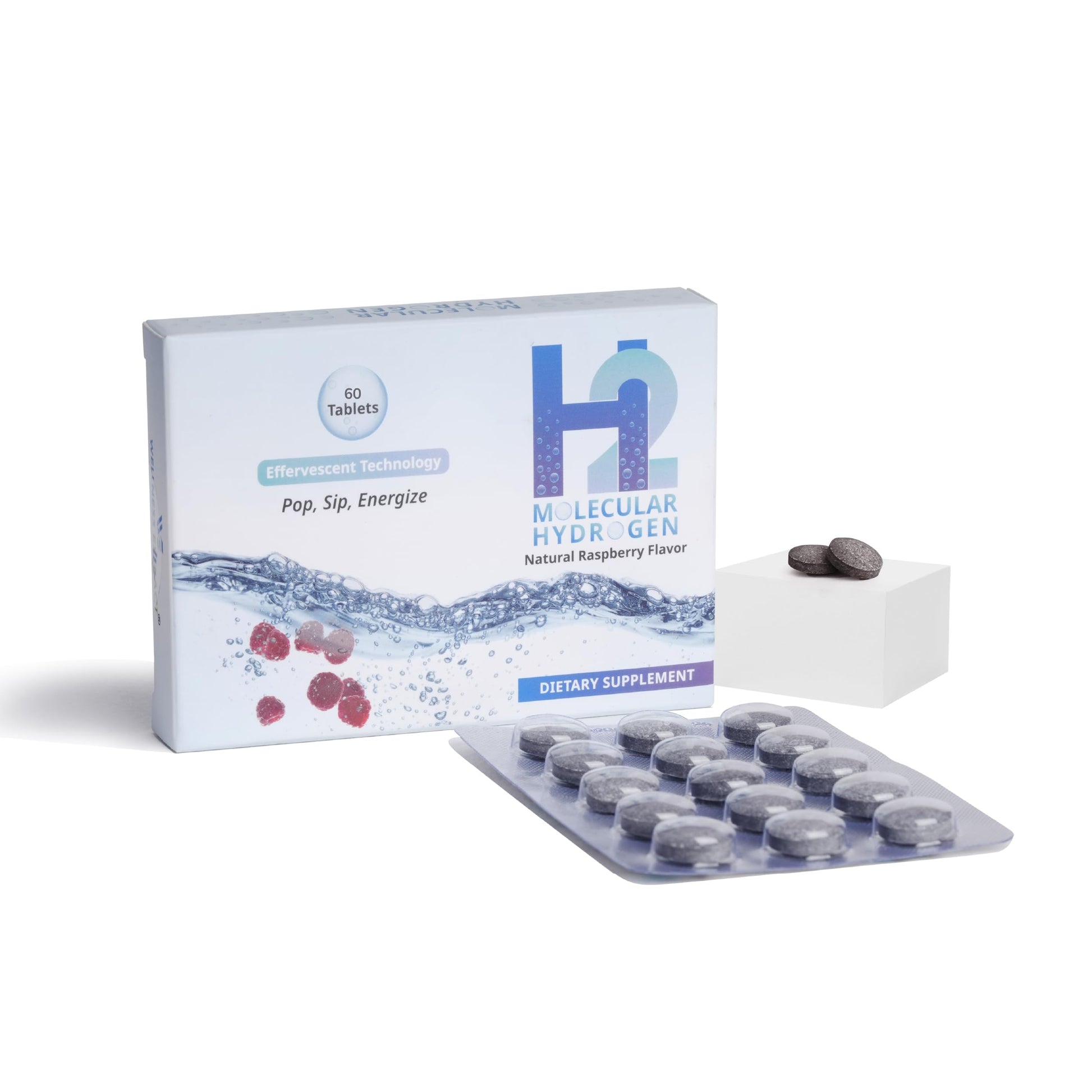 WELLNESS EXTRACT H2 Molecular Hydrogen Water Tablets 12 PPM, Effervescent for Drinking Water, 60 Tablets