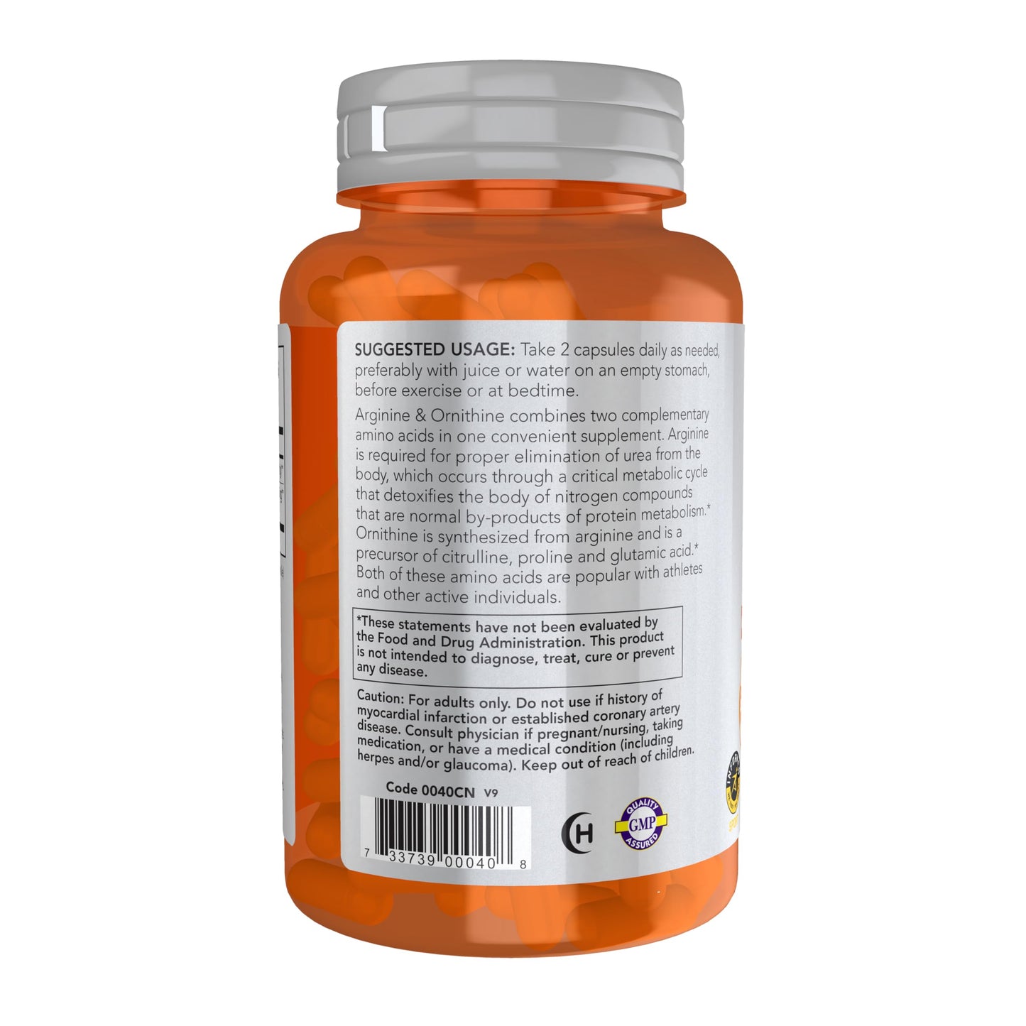 NOW Foods Arginine & Ornithine 500/250 mg, Amino Acids Capsules, 100 Count