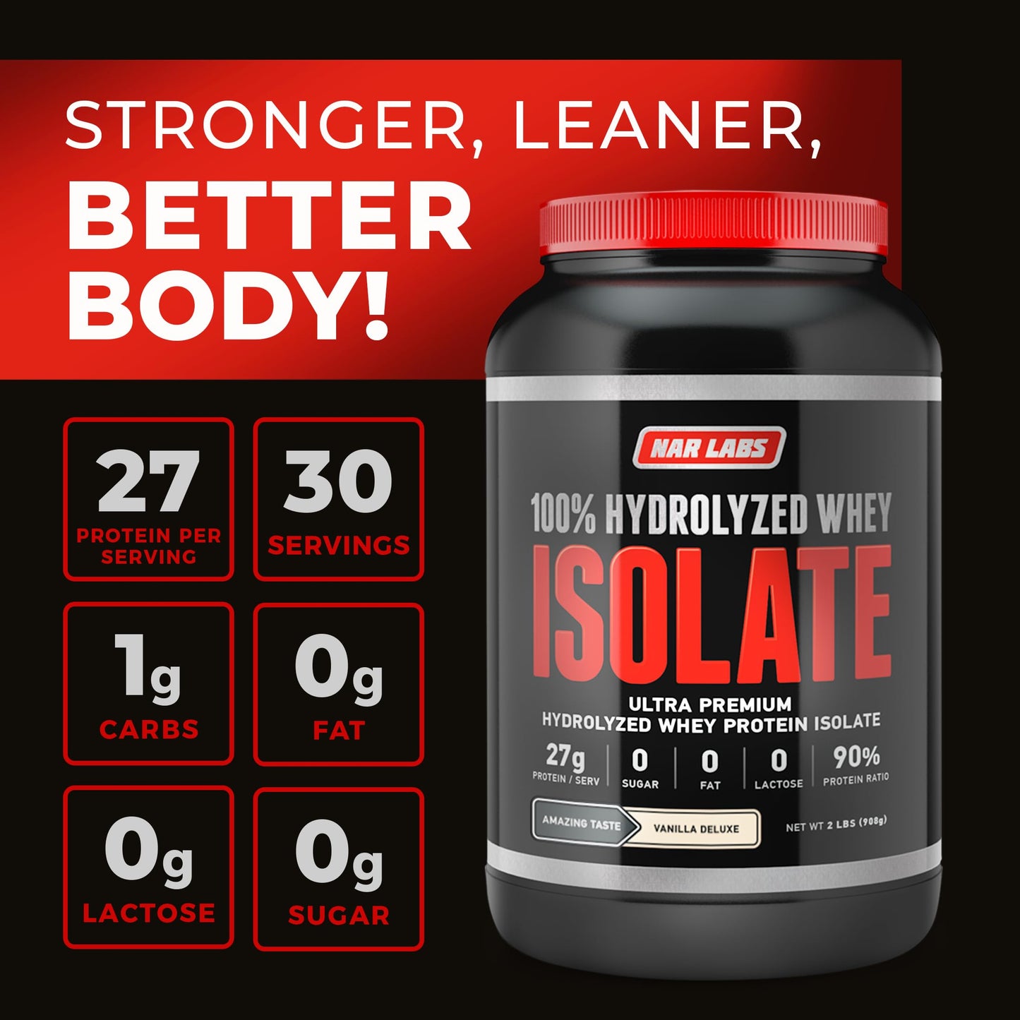 NAR LABS Hydrolyzed Whey Protein Isolate Vanilla Deluxe Powder, 32 Servings