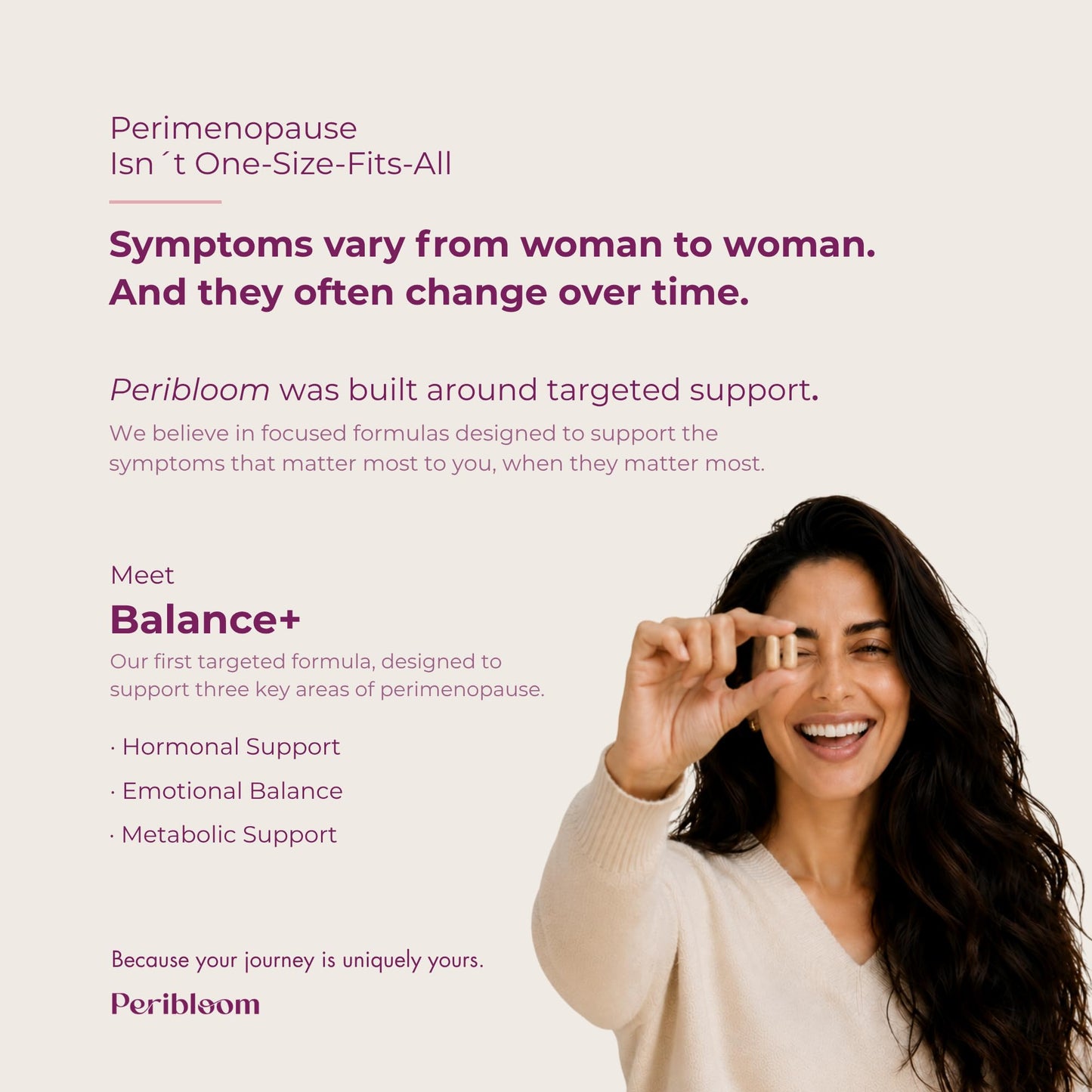 Peribloom Balance+ Perimenopause & Menopause Supplement for Women 35+ – 60 Capsules