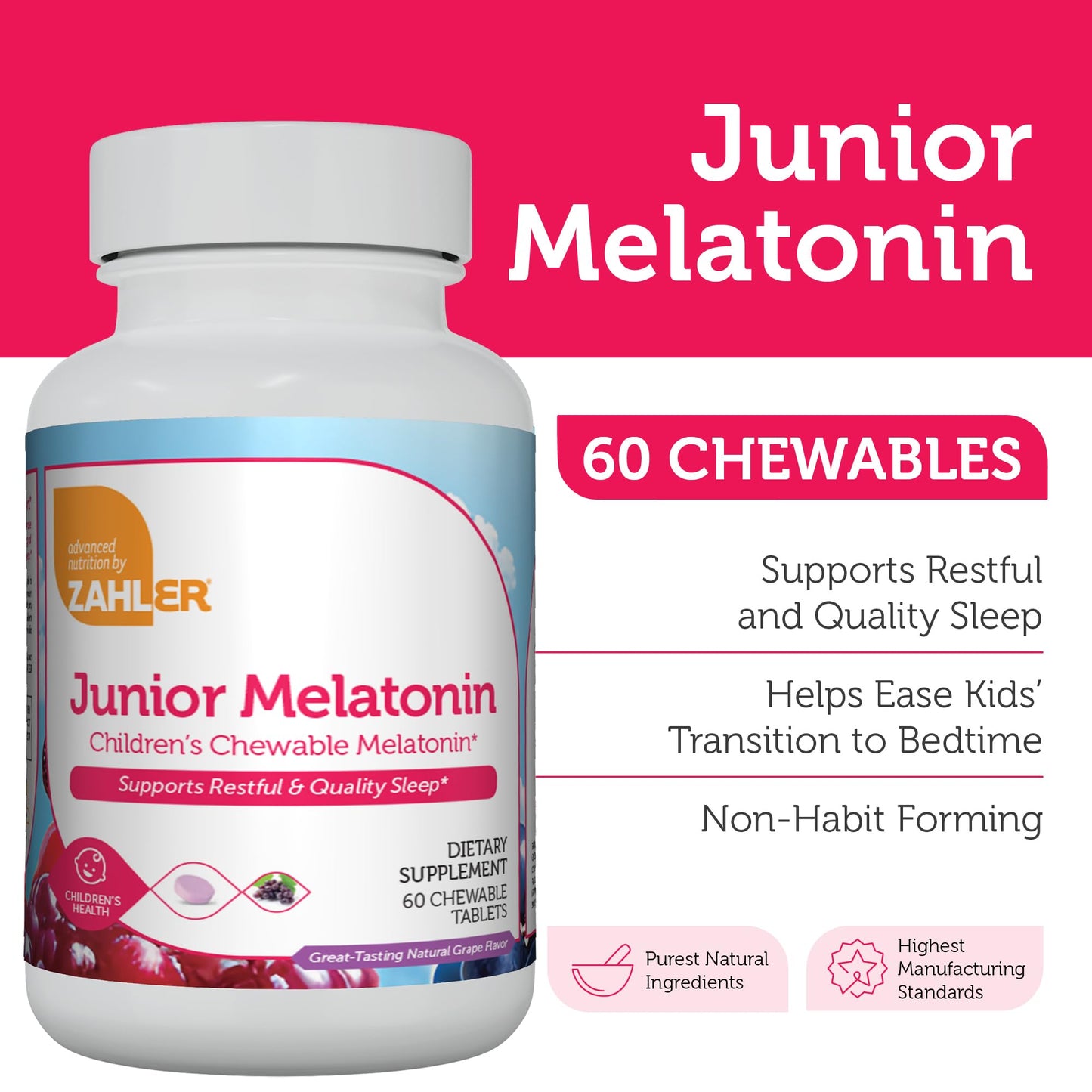 Zahler Children's Melatonin 1 mg Tablet, 60 Count