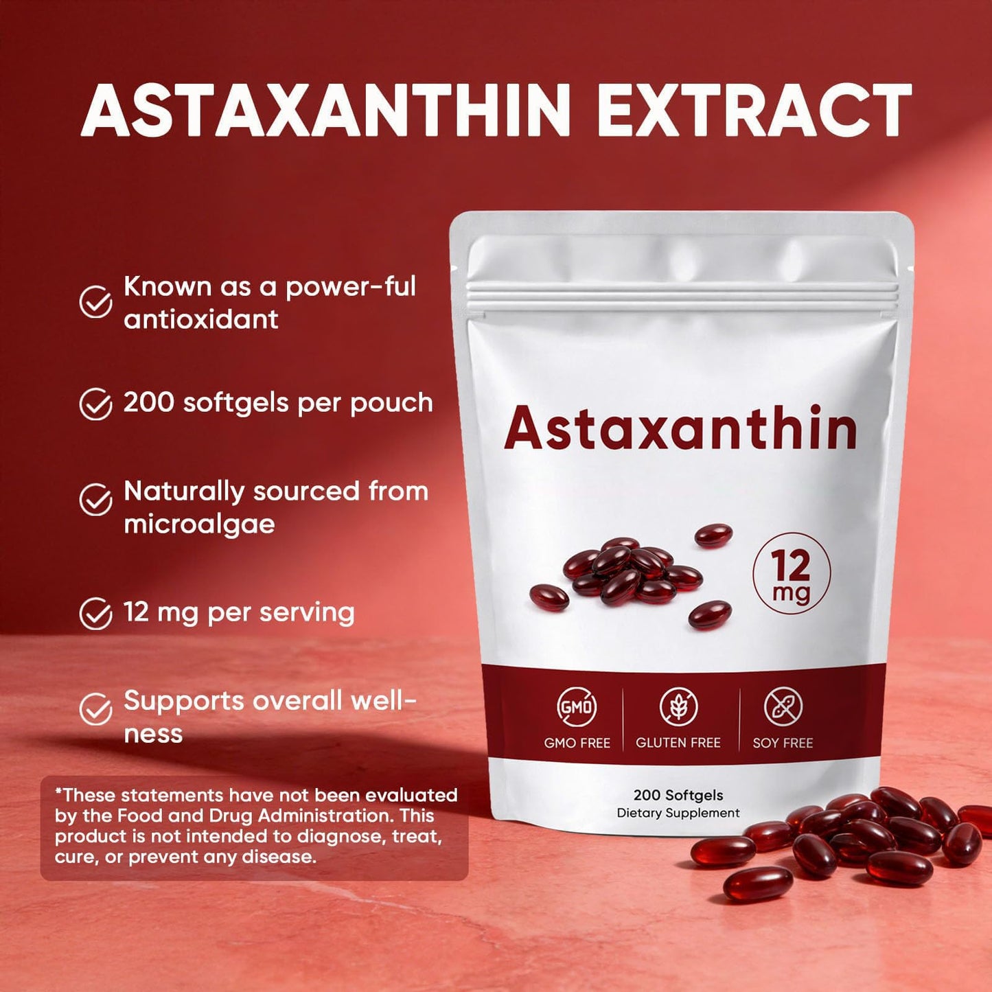 Awjsde Astaxanthin 12mg Softgels, 1 Count