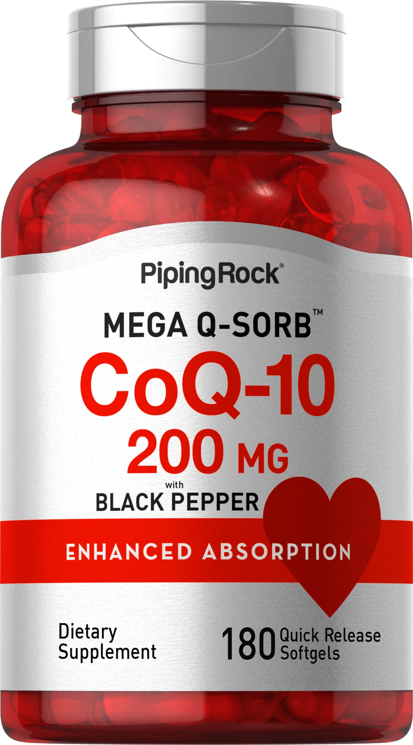 Piping Rock CoQ10 200mg Softgels 180 Count