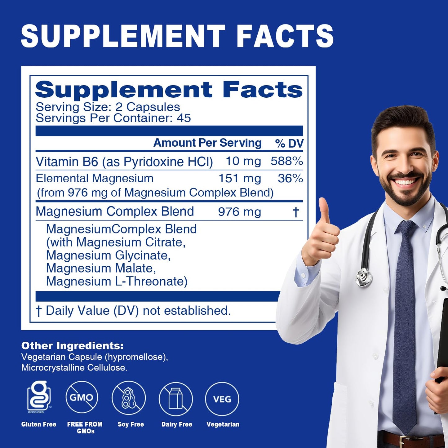 DailyWhole 5 in 1 Magnesium Advanced Complex 976mg Capsule, 90 Vegan Capsules