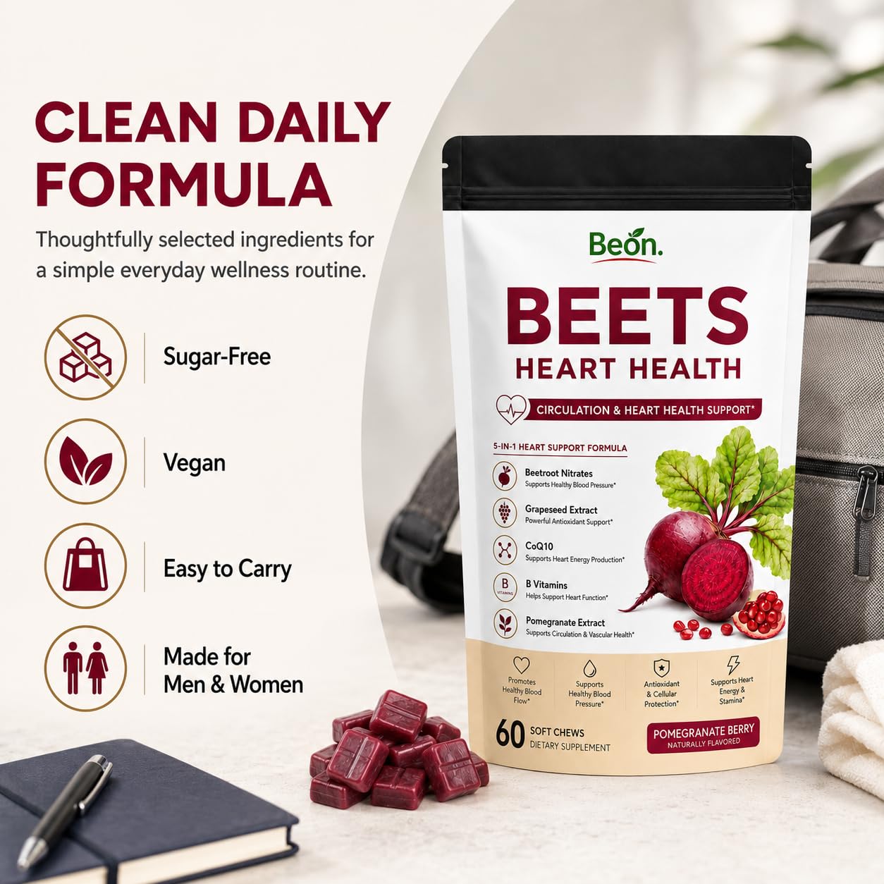 Amvora Beon Beet Chews Gummies, 1 Count
