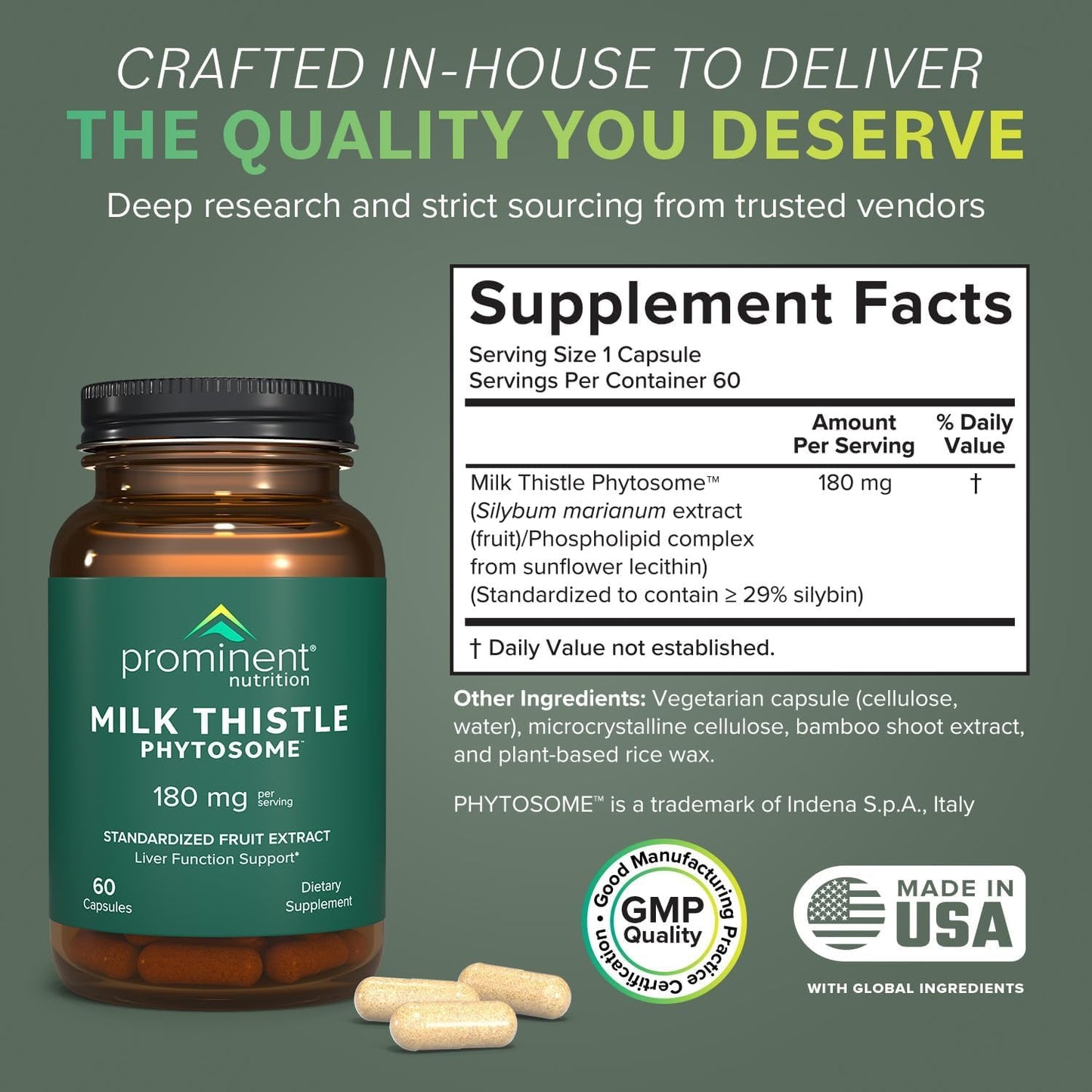 Prominent Nutrition Milk Thistle Phytosome Siliphos Milk Thistle Extract Capsule, 120 Capsules