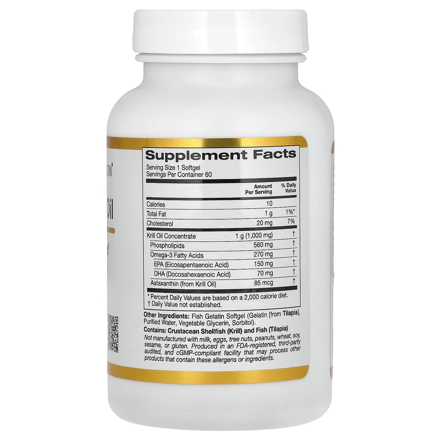 California Gold Nutrition Premium Krill Oil with SUPERBABoost Softgels, 60 Softgels