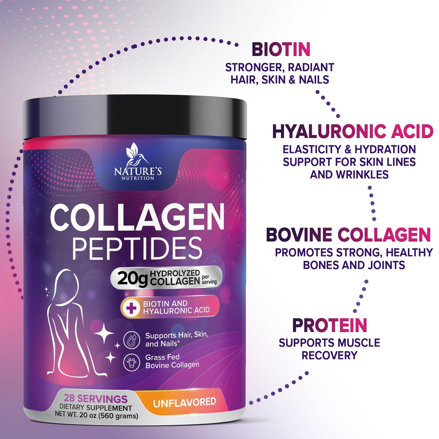 Nature's Nutrition Collagen Peptides Powder 20g per Serving