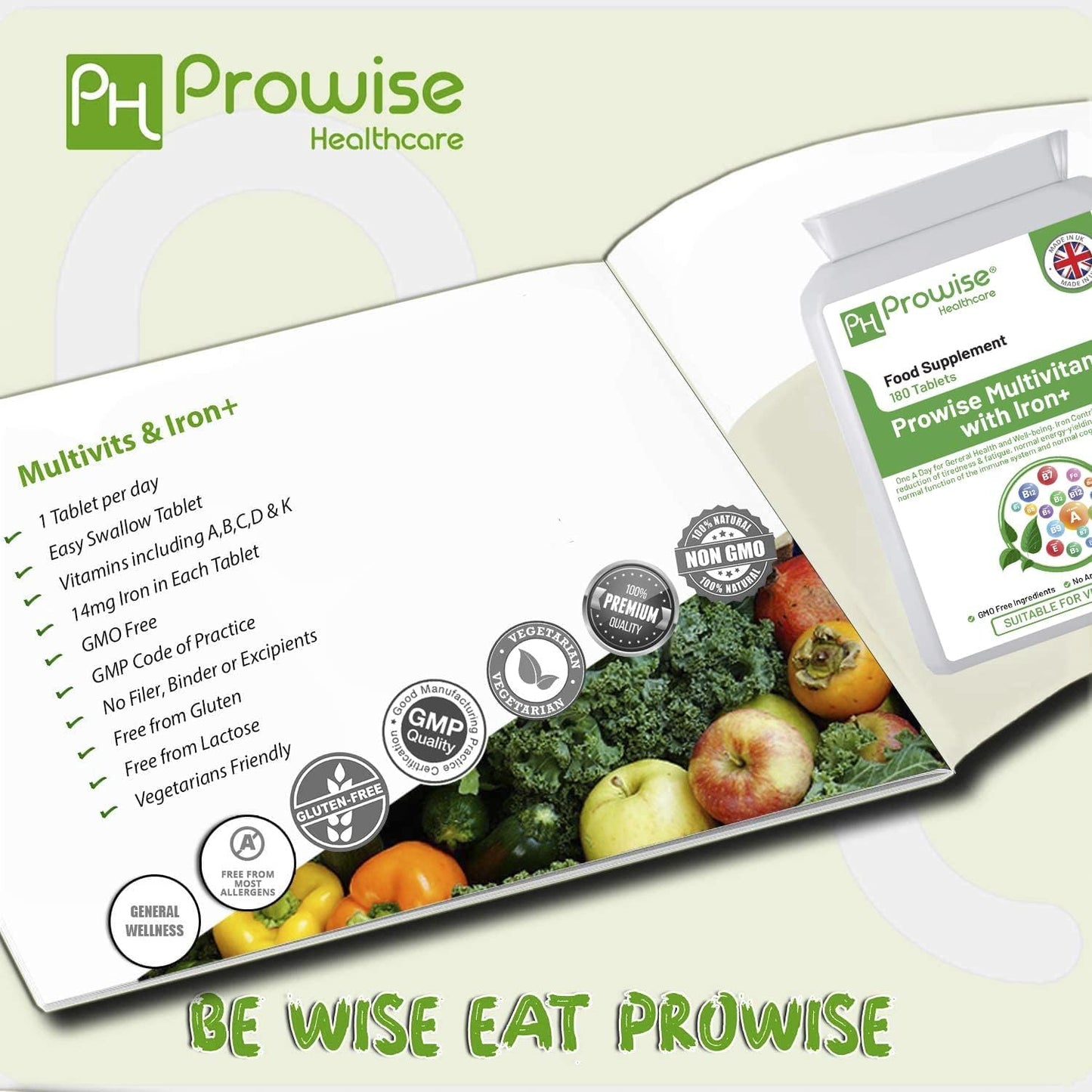 PH PROWISE Healthcare Multivitamin & Iron Tablets, 180