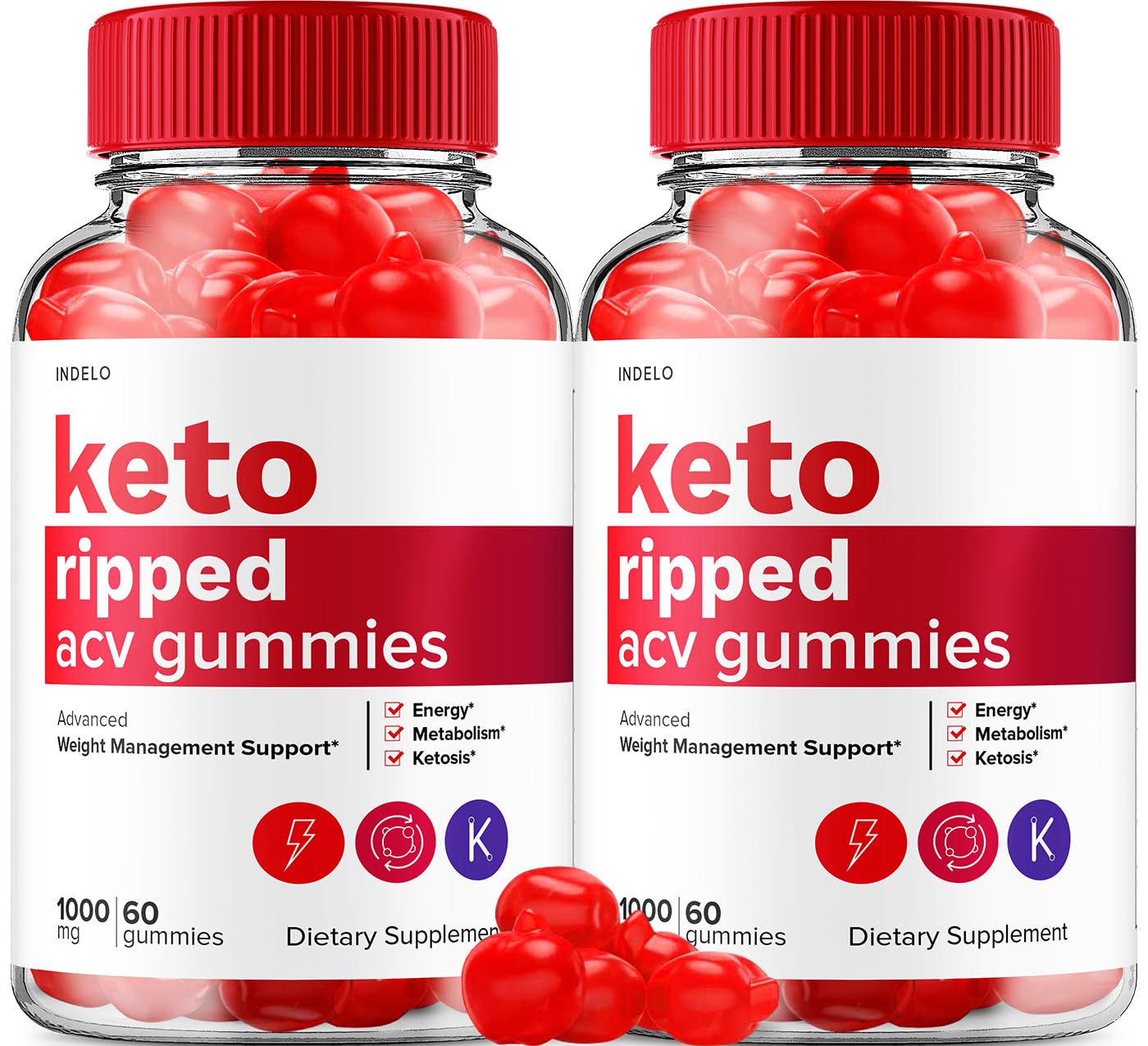 Indelo Keto Ripped ACV Gummies Extra Strength, Gummy, 120 Count