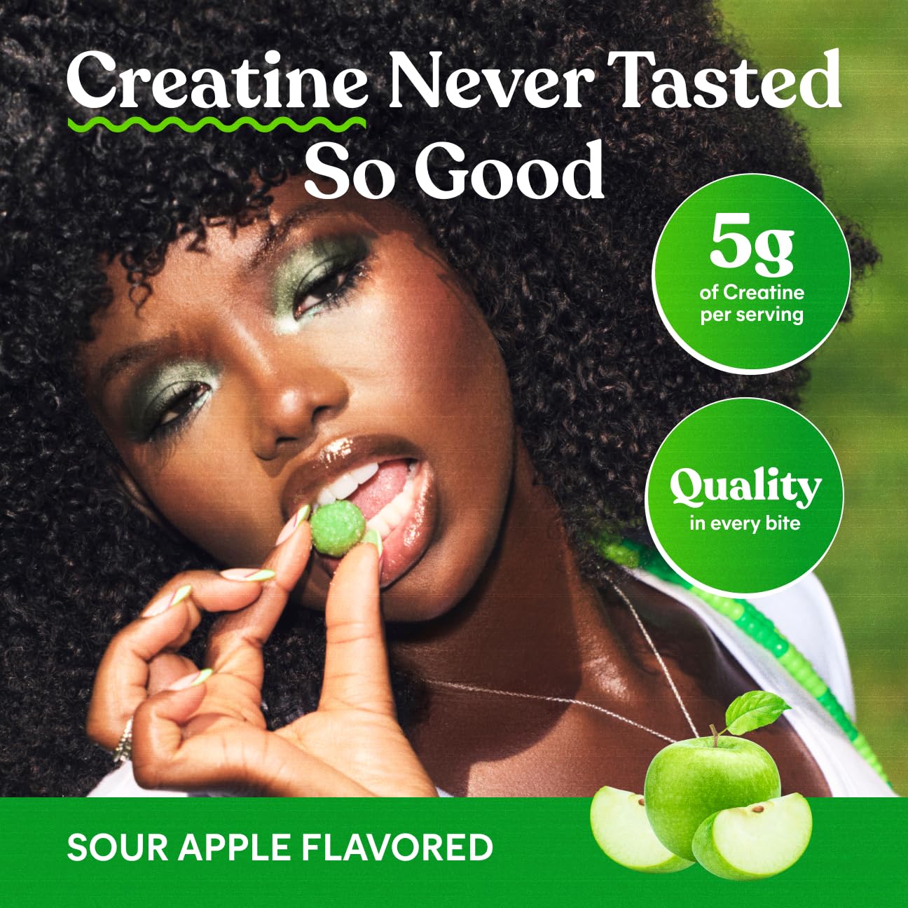 Lemme Creatine Monohydrate Gummies Sour Apple, 60 Gummies