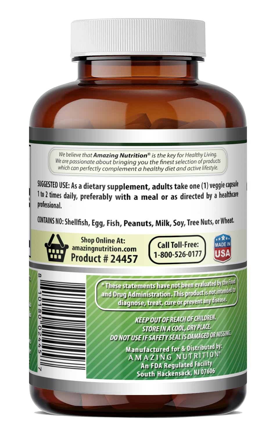 Amazing Nutrition Holy Basil Extract 4:1 Supplement Capsules 120 Count