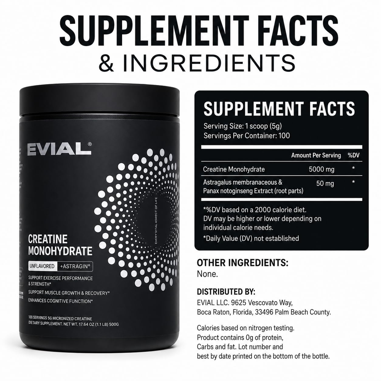 evial Micronized Creatine Monohydrate Powder 21