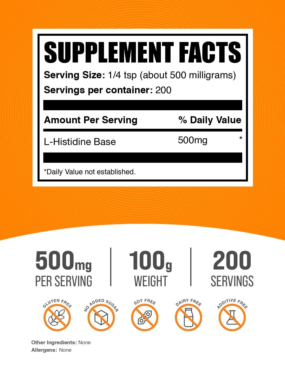 BulkSupplements L-Histidine Powder, 3.5 oz