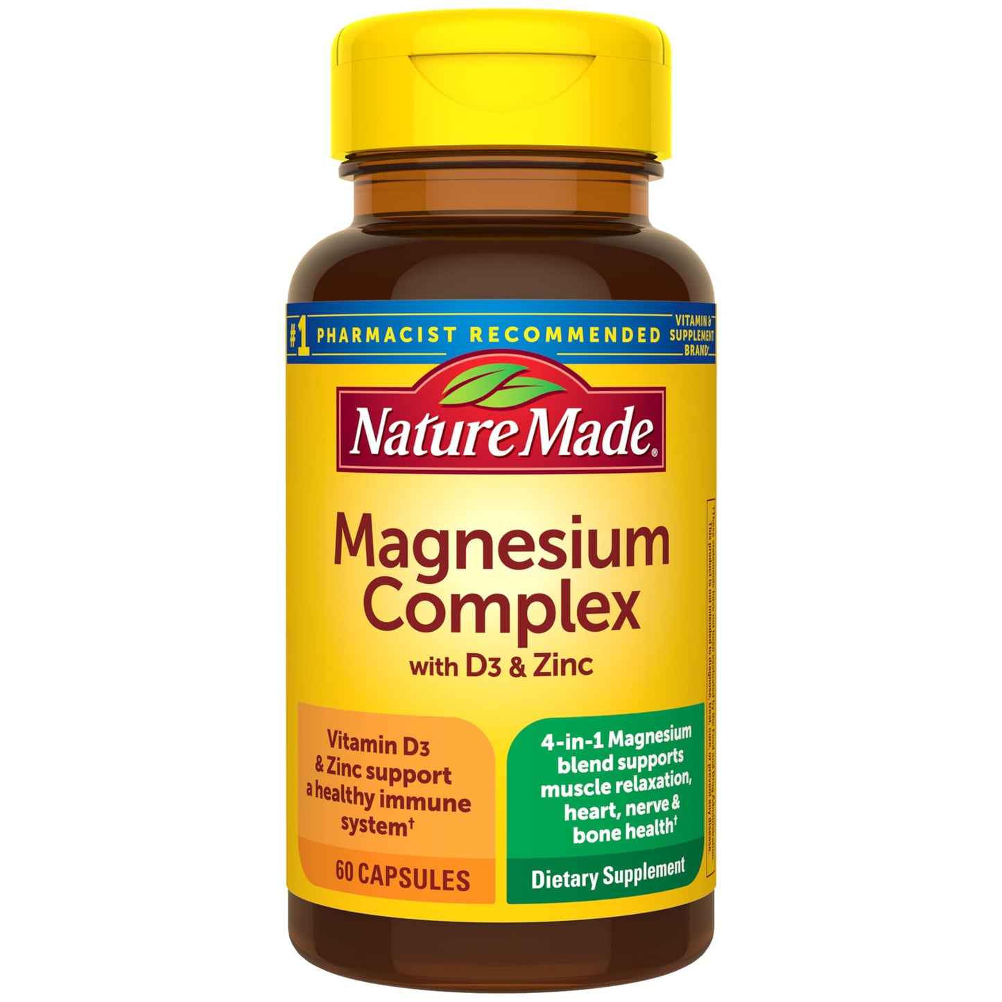 Nature Made Magnesium Complex Supplement with Vitamin D & Zinc Capsules, 60 Count