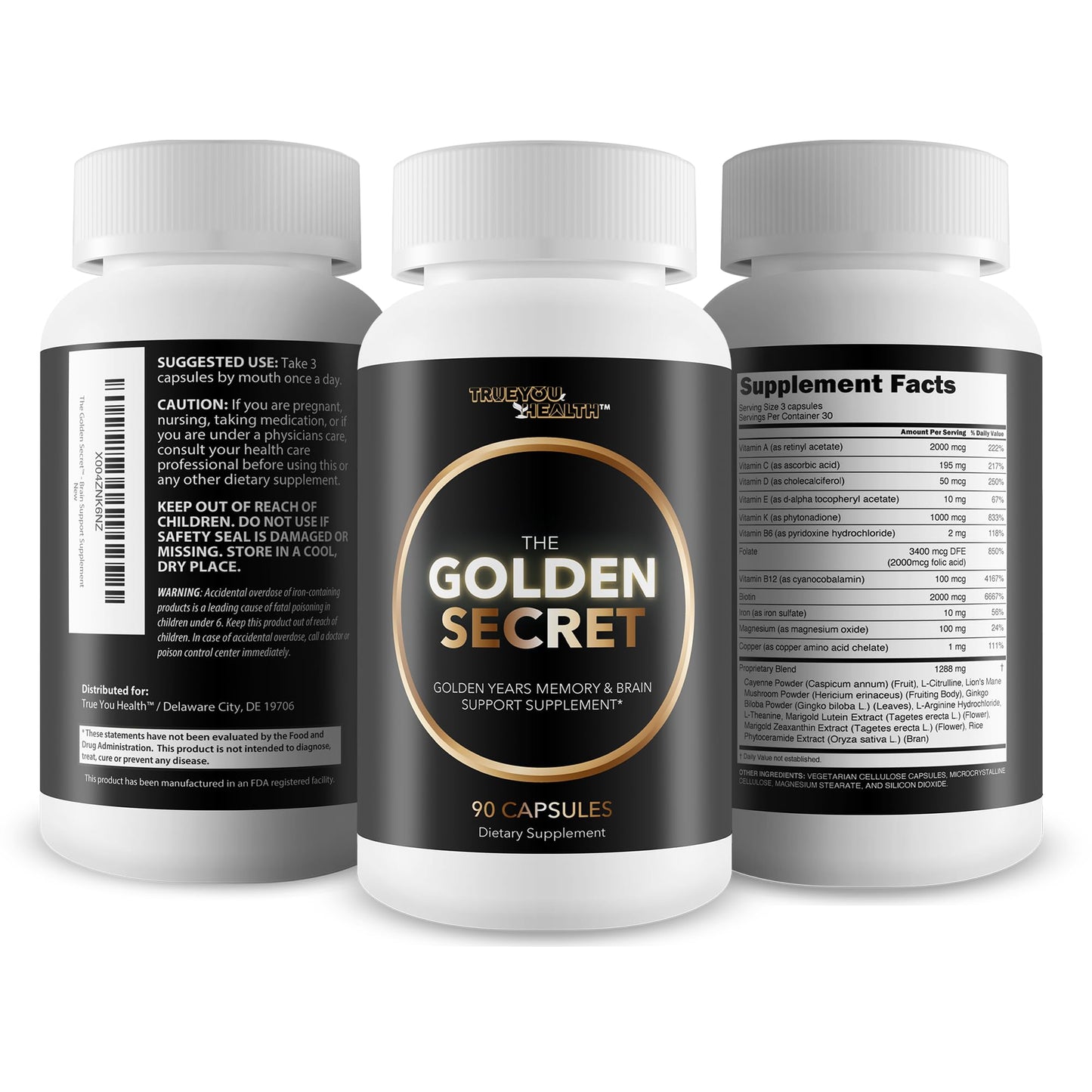 True You Health The Golden Secret Memory Support Capsules 90 Count