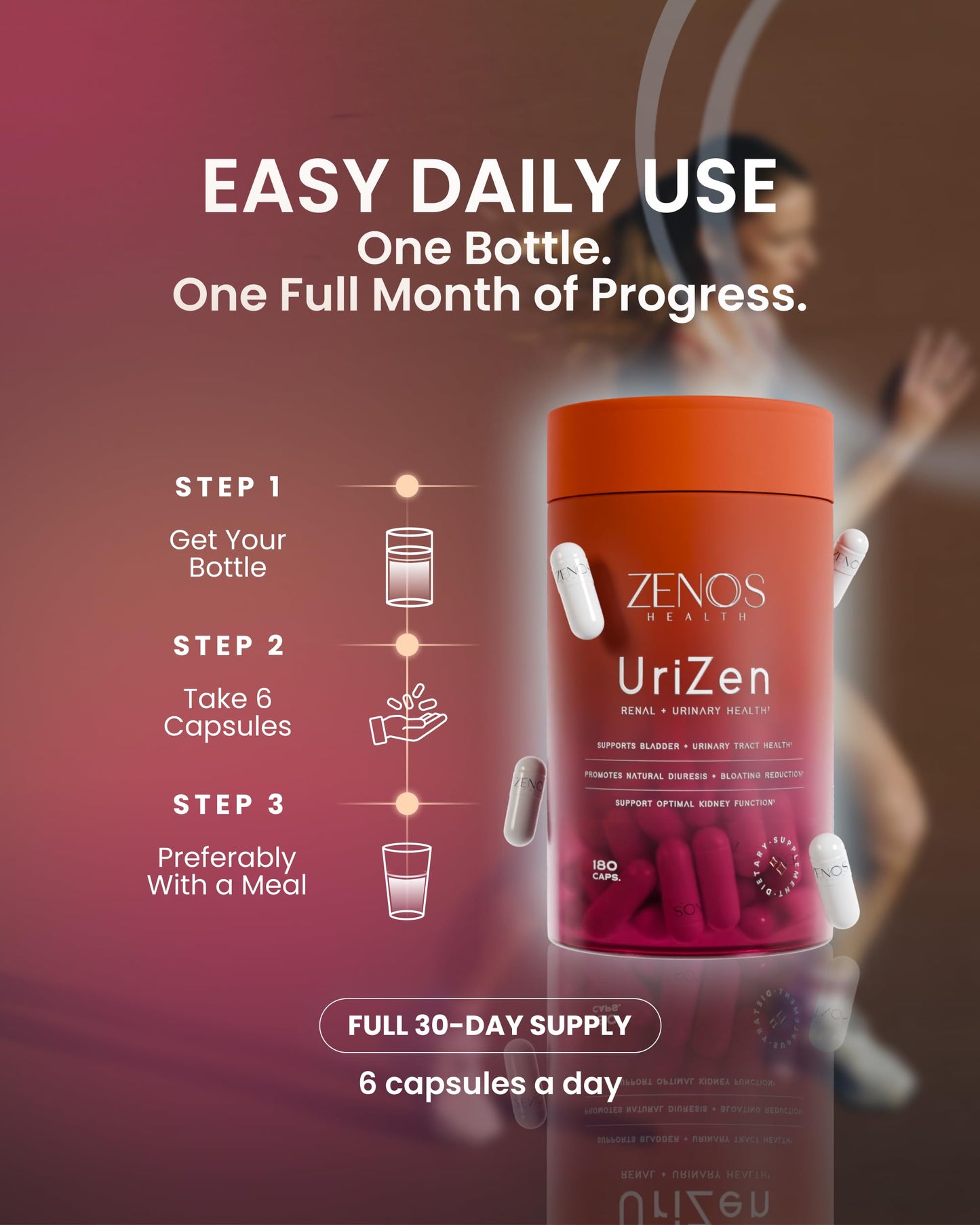 Zenos Health UriZen Kidney Support Supplement, 180 Capsules