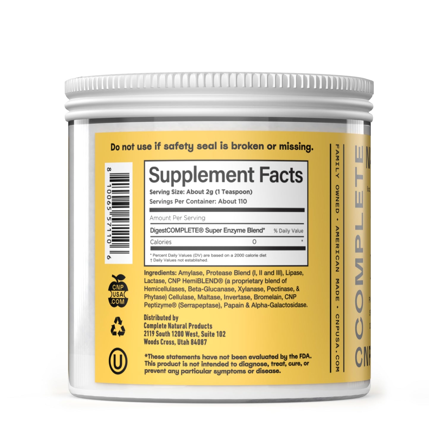 Complete Natural Products Digestive Enzyme Powder Plant Based Blend 8