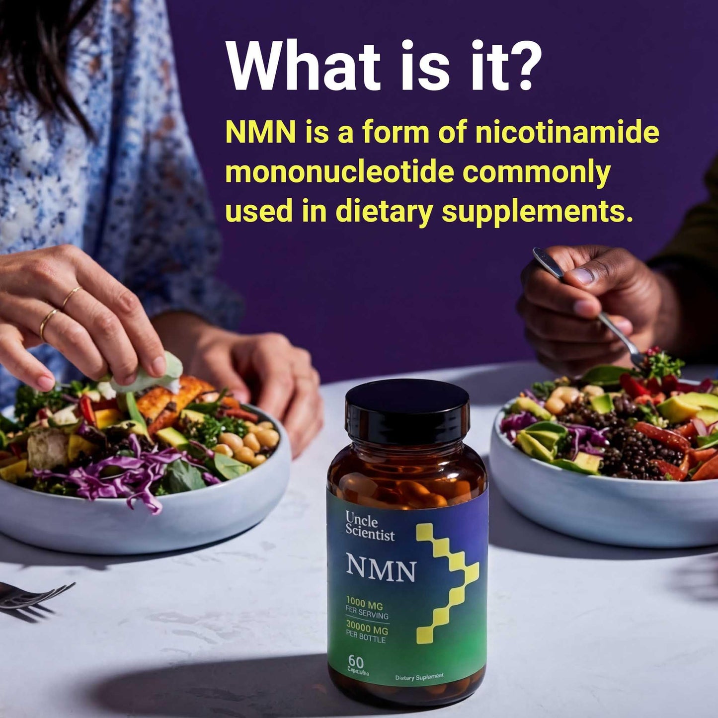 Uncle Scientist Nicotinamide Mononucleotide NMN 1000 mg Capsule 60 Count