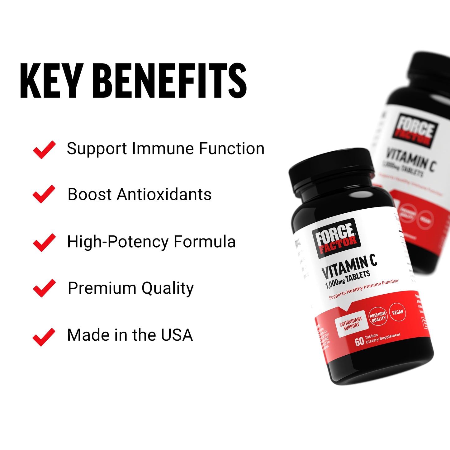 Force Factor Vitamin C 1000mg Immune Support Supplement 60 Tablets