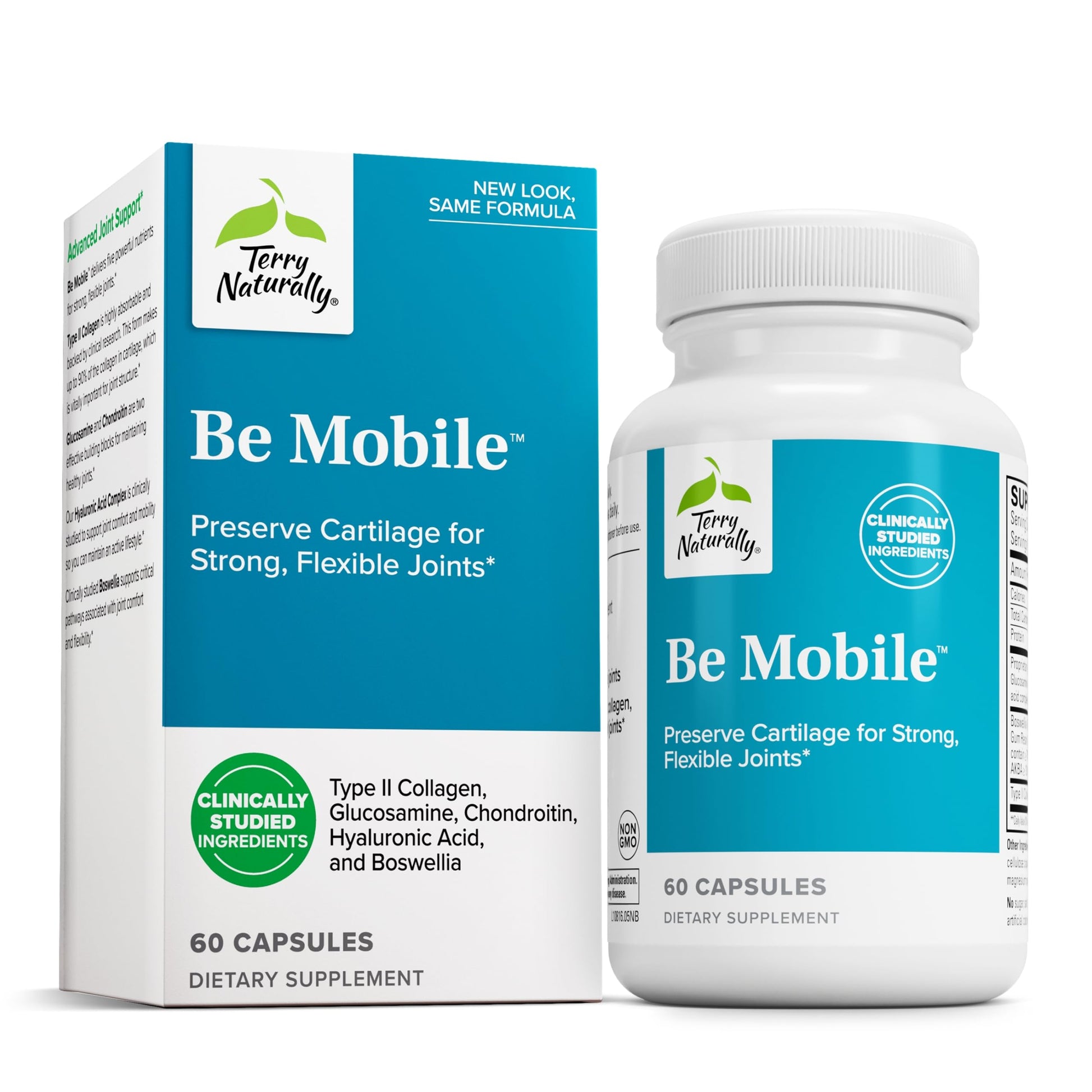 Terry Naturally Be Mobile Collagen Joint Health Supplement with Boswellia & Type II Collagen Capsules 60 Count