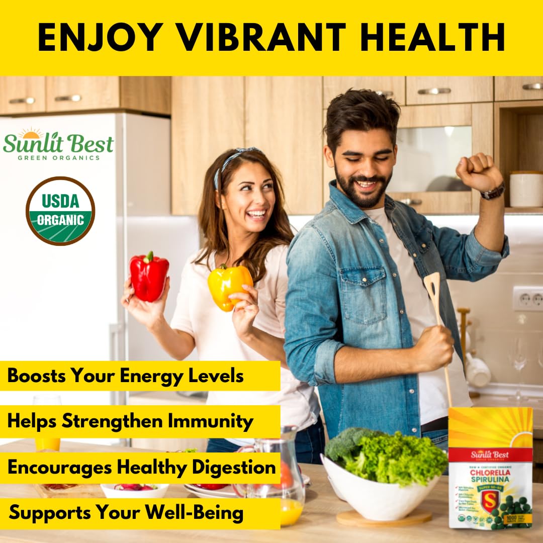Sunlit Best Green Organics Chlorella Spirulina Tablets 1000 Tablets