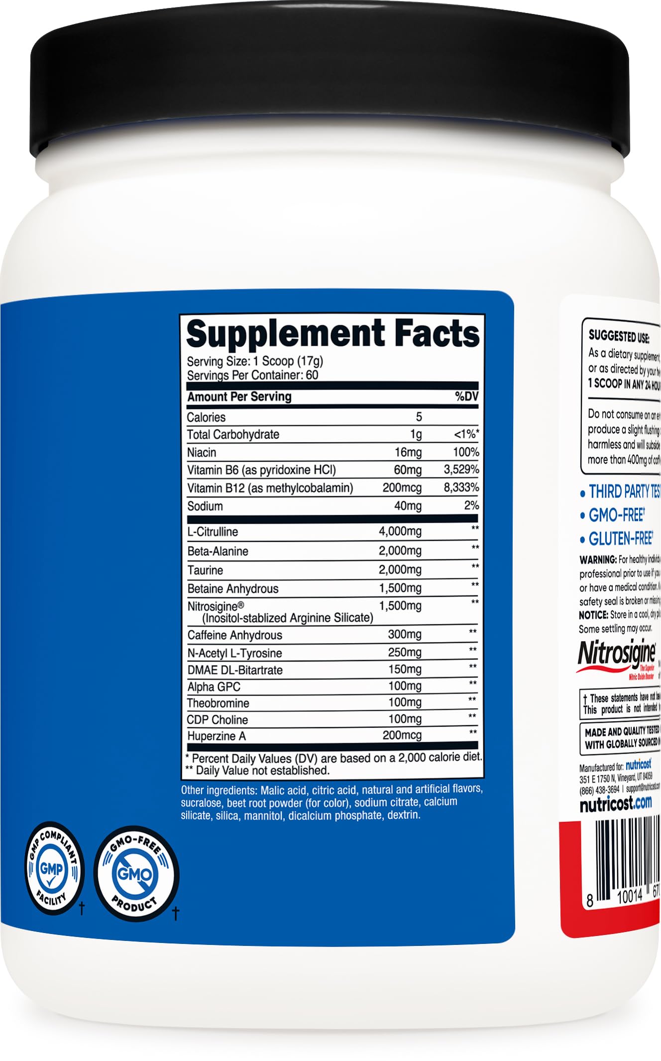 Nutricost Pre-X Xtreme Pre-Workout Complex Powder, Fruit Punch, 60 Servings, 2.01 lb