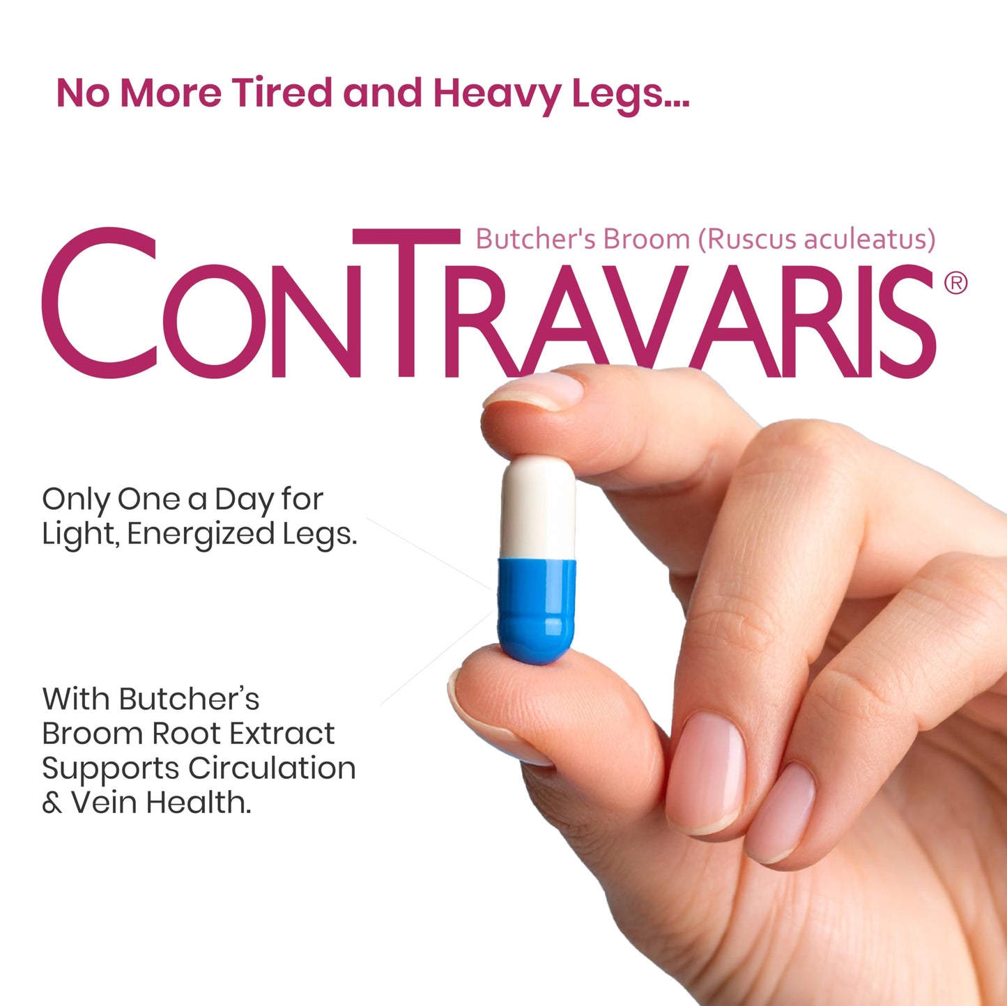 CONTRAVARIS Leg Vein Support Supplement with Ruscus Aculeatus, Promotes Healthy Circulation, 60 Tablets