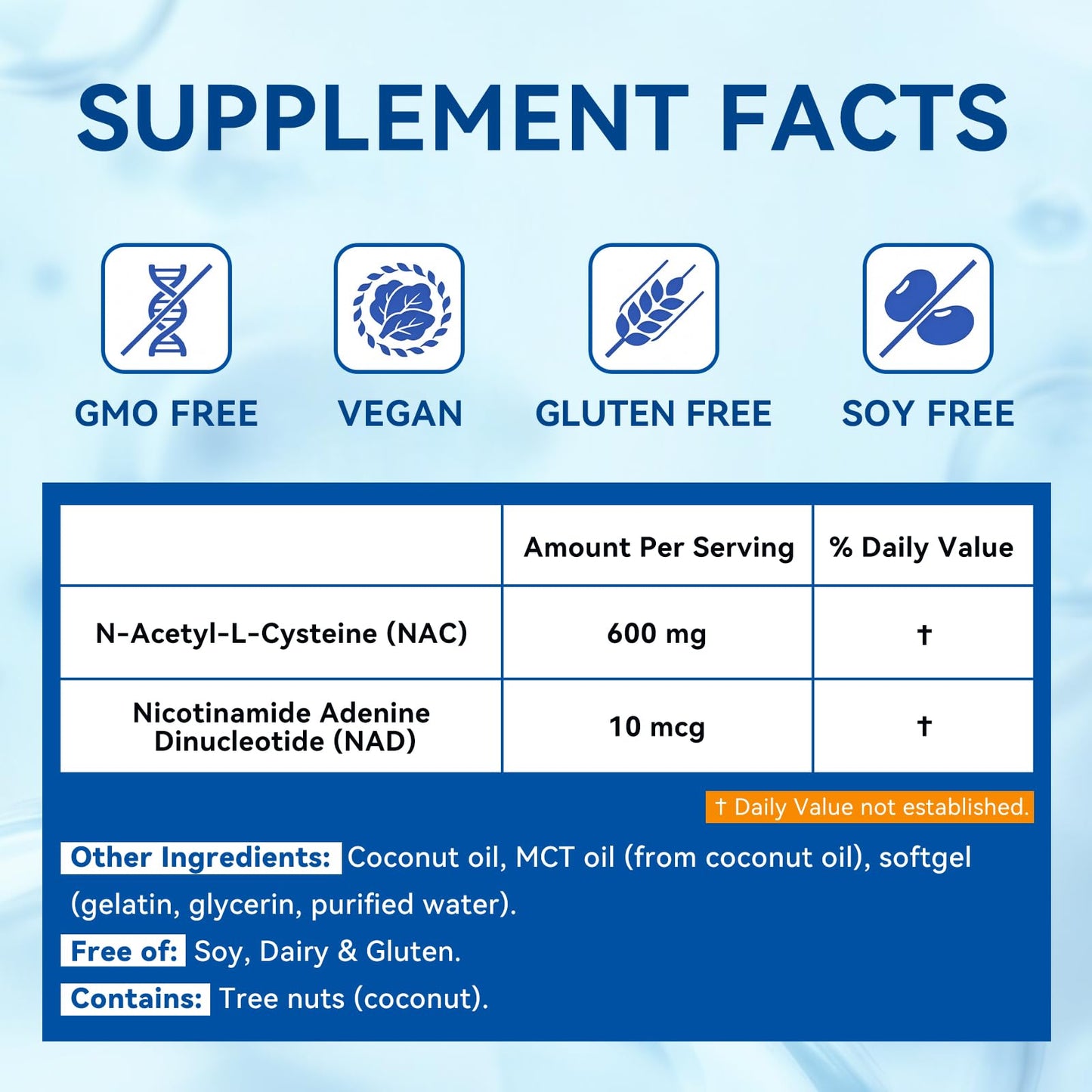 Aeteon NAC 600 mg and NAD+ Organic N-Acetyl Cysteine Capsules, 300 Count