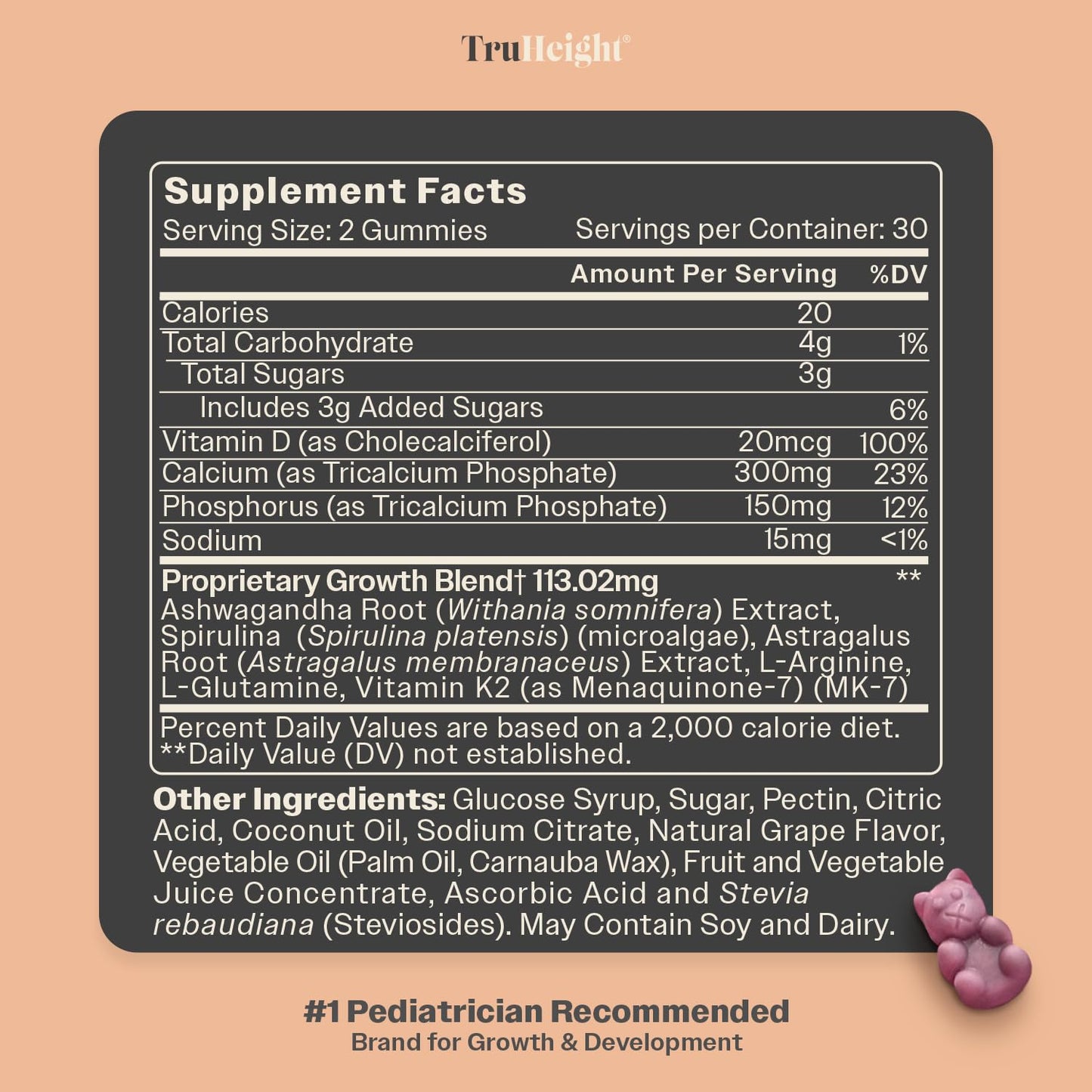 TruHeight Growth Gummies (Grape) 180 Gummies